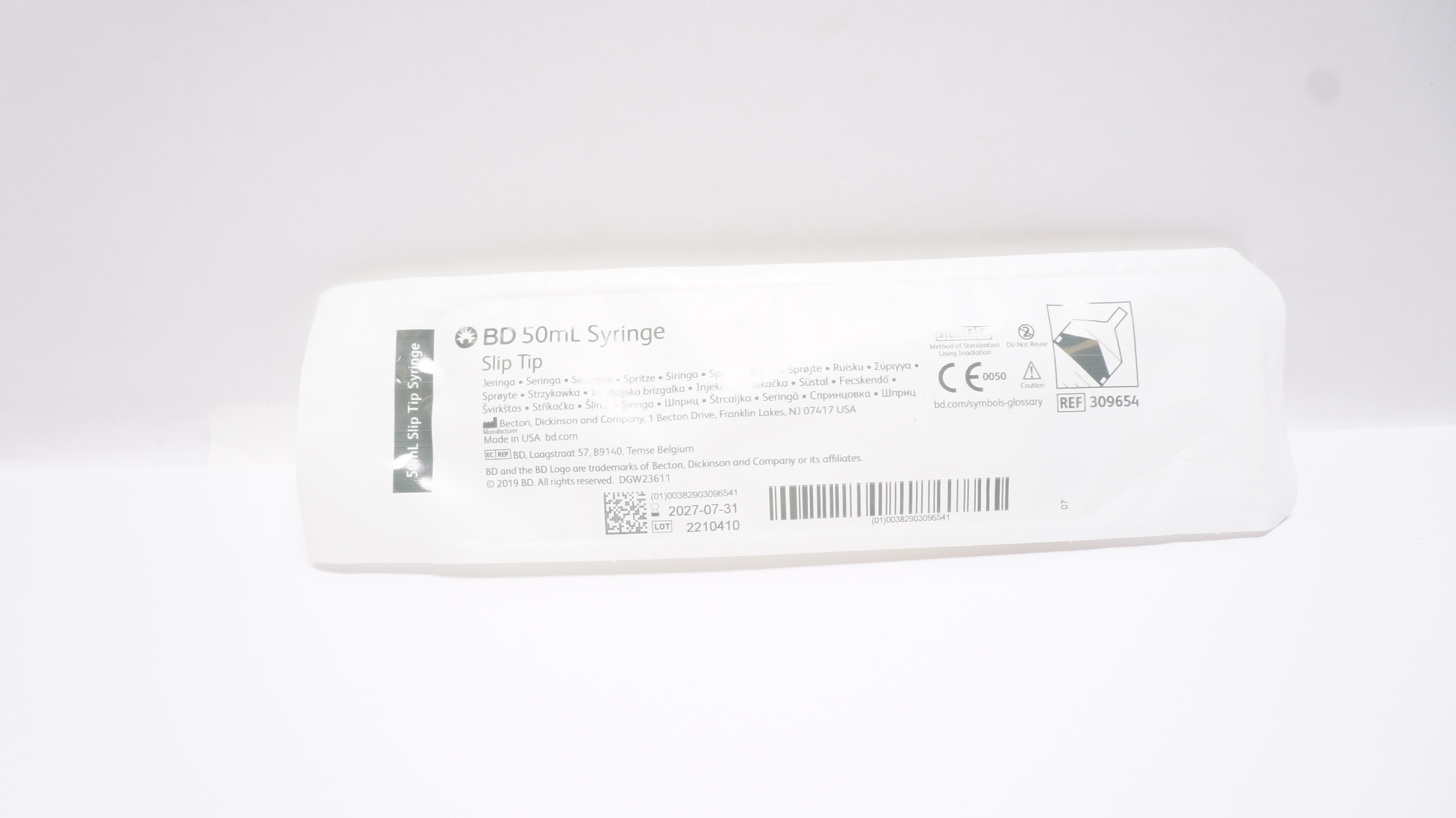 BD 309654 Slip Tip Syringe 50ml