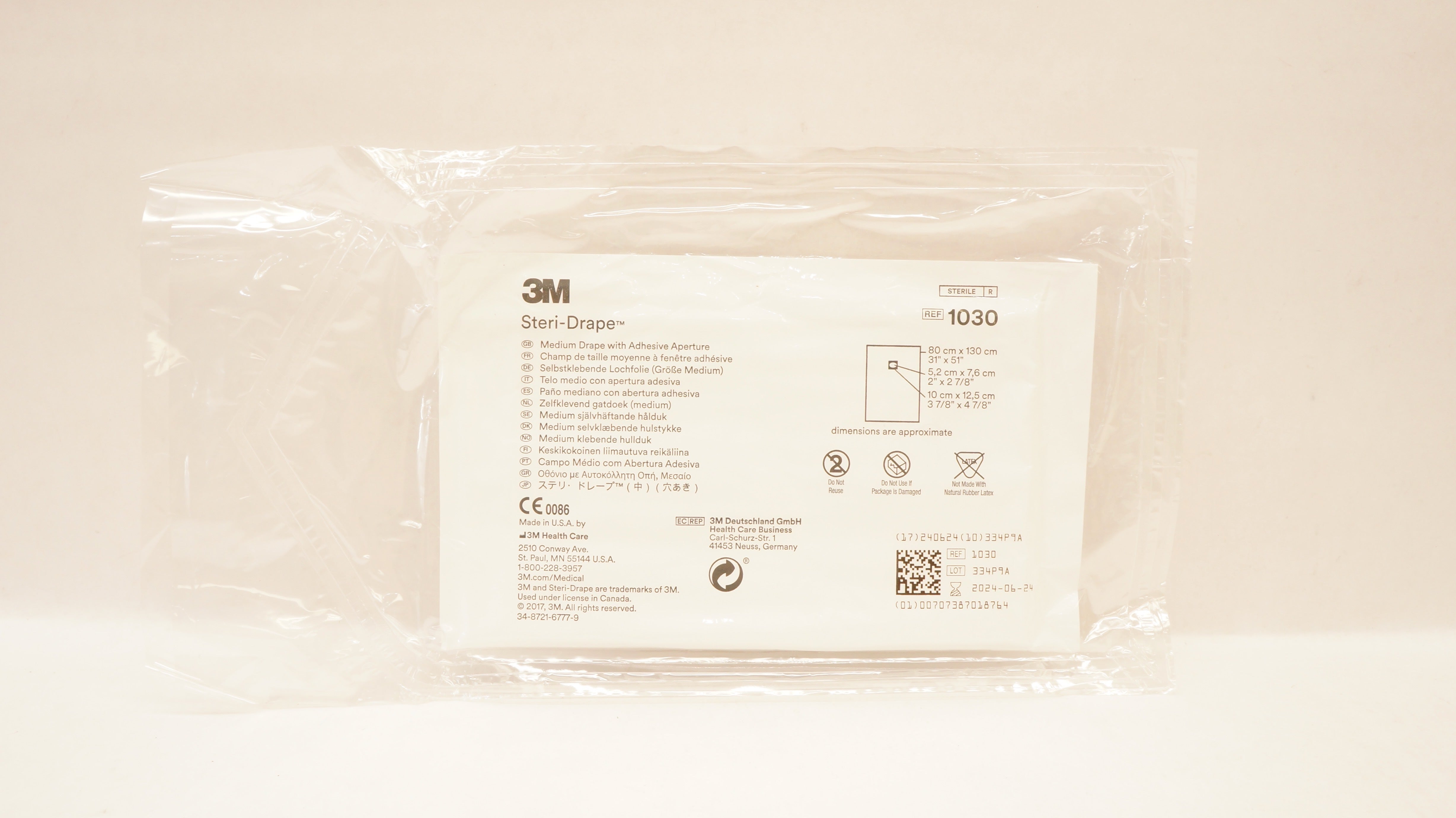 3M 1030 Steri-Drape Medium 31inch x 51inch 2inch x 2-7/8inch