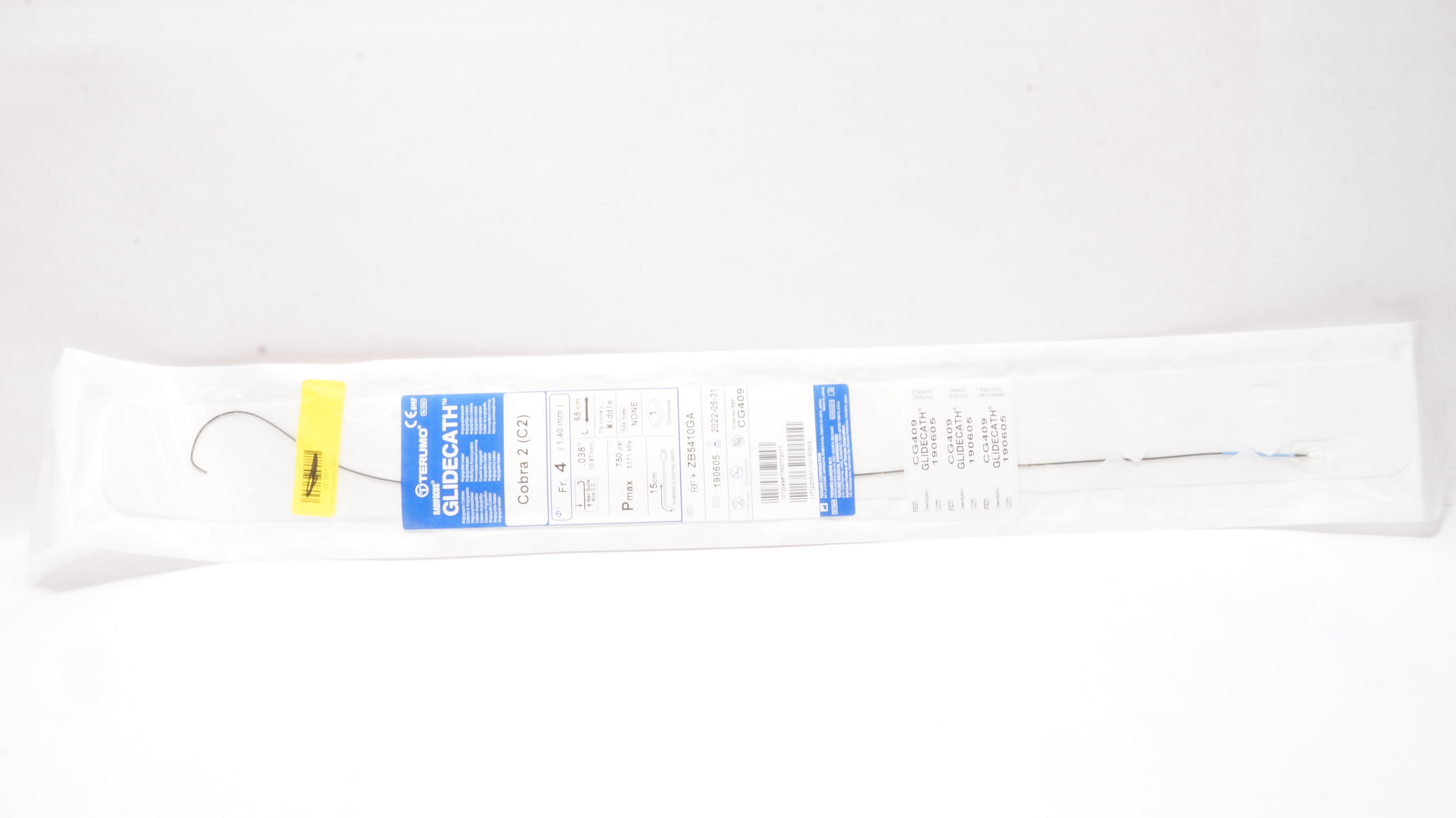 Terumo ZB5410GA  Cobra 2 Radifocus Glidecath Angiographic Cath. 4Fr x 65cm (x)