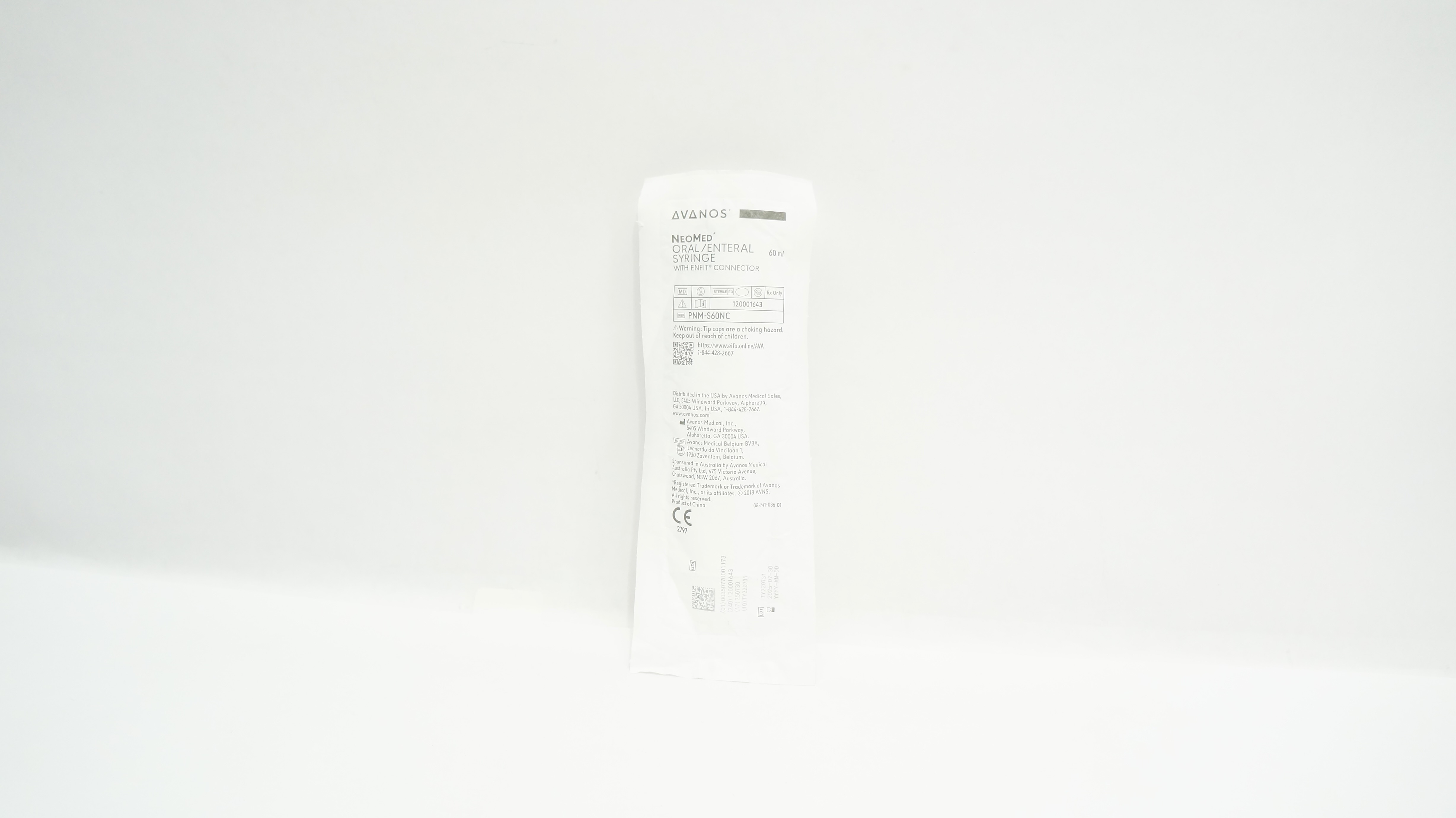 Avanos PNM-S60NC NeoMed Oral/Enteral Syringe with ENFIT Connector 60mL