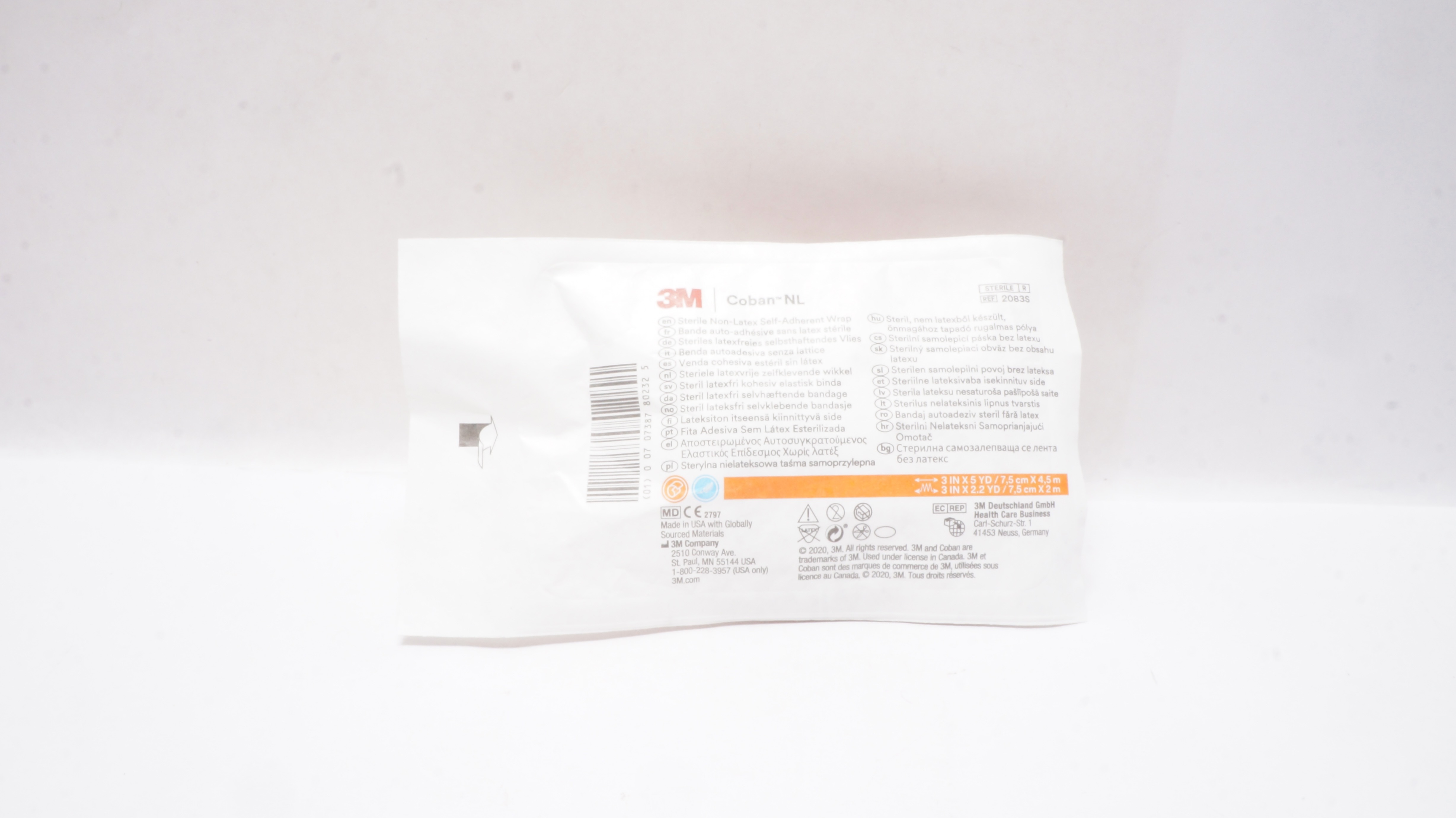 3M 2083S Coban NL Latex Free Self-Adherent Wrap 3inch x 5yd. 3inch x 2.2yd.