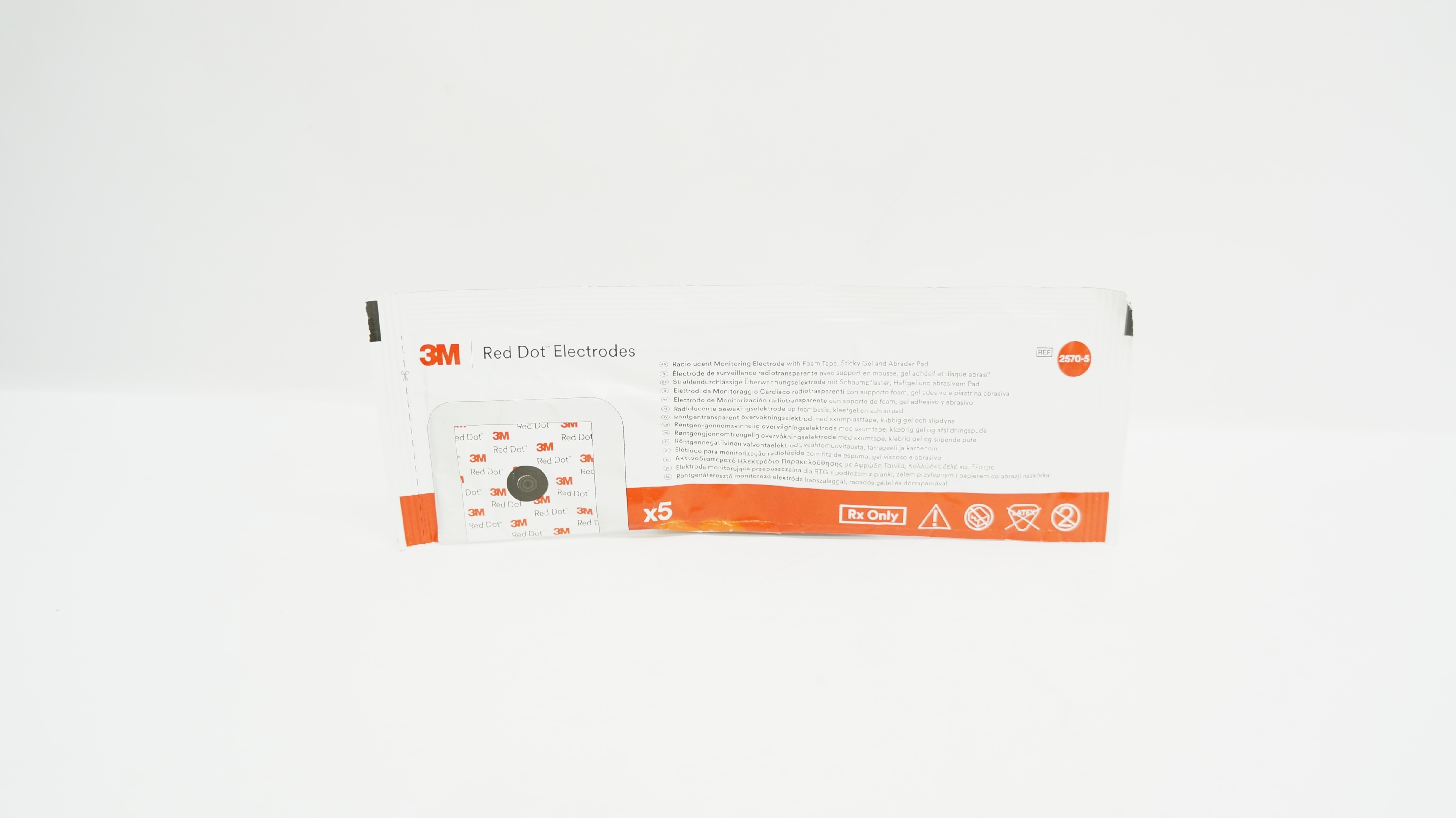 3M 2570-5 Red Dot Radiolucent Monitoring Electrodes (x) - Pack of 5