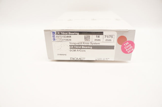 Biomet 183444 Vanguard Knee System CR Tibial Bearing DCM ArCom 14mm x 71/75mm(x)