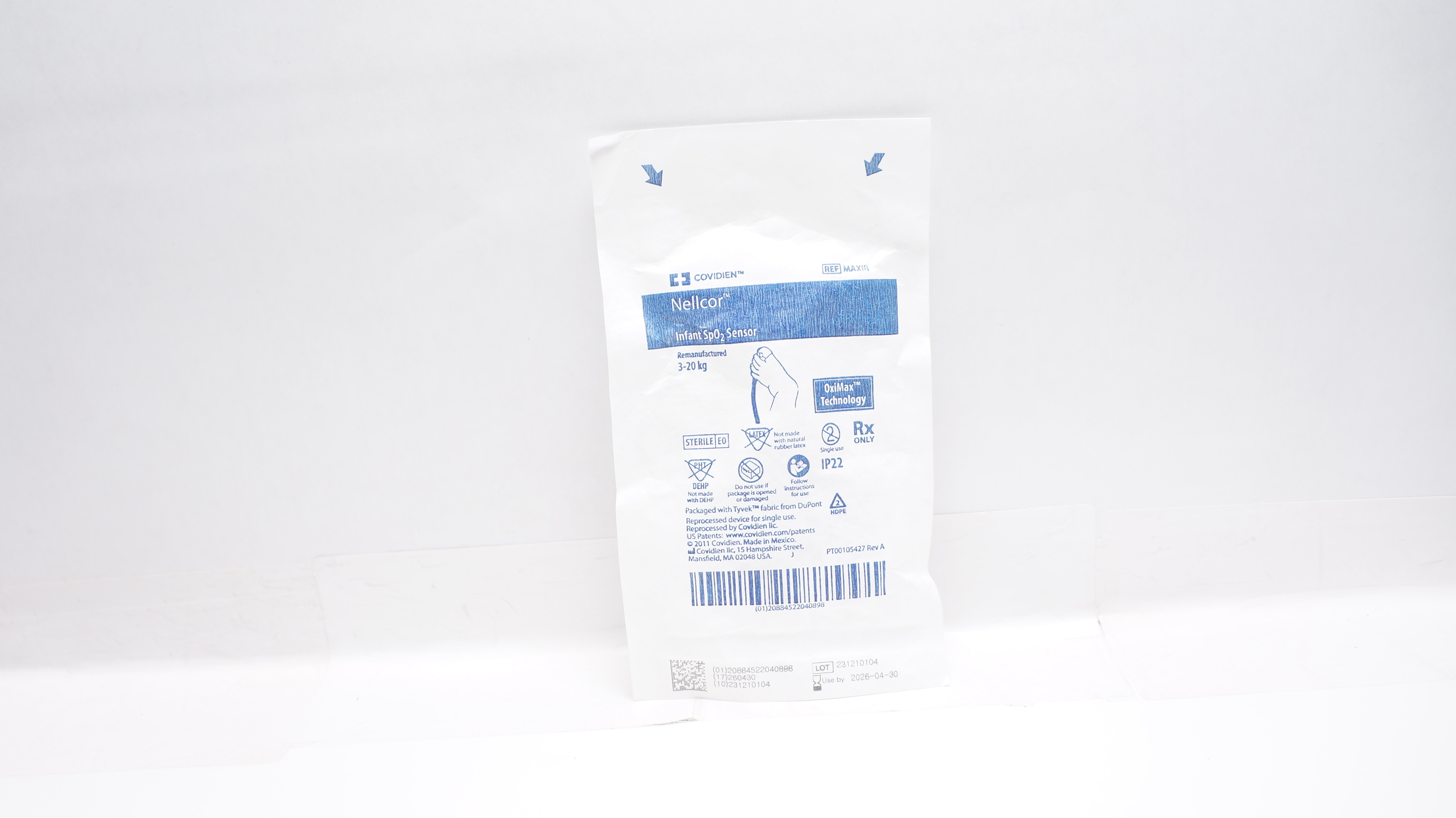 Covidien MAXIR Nellcor Infant SpO2 Sensor, OxiMax Technology 3-20kg