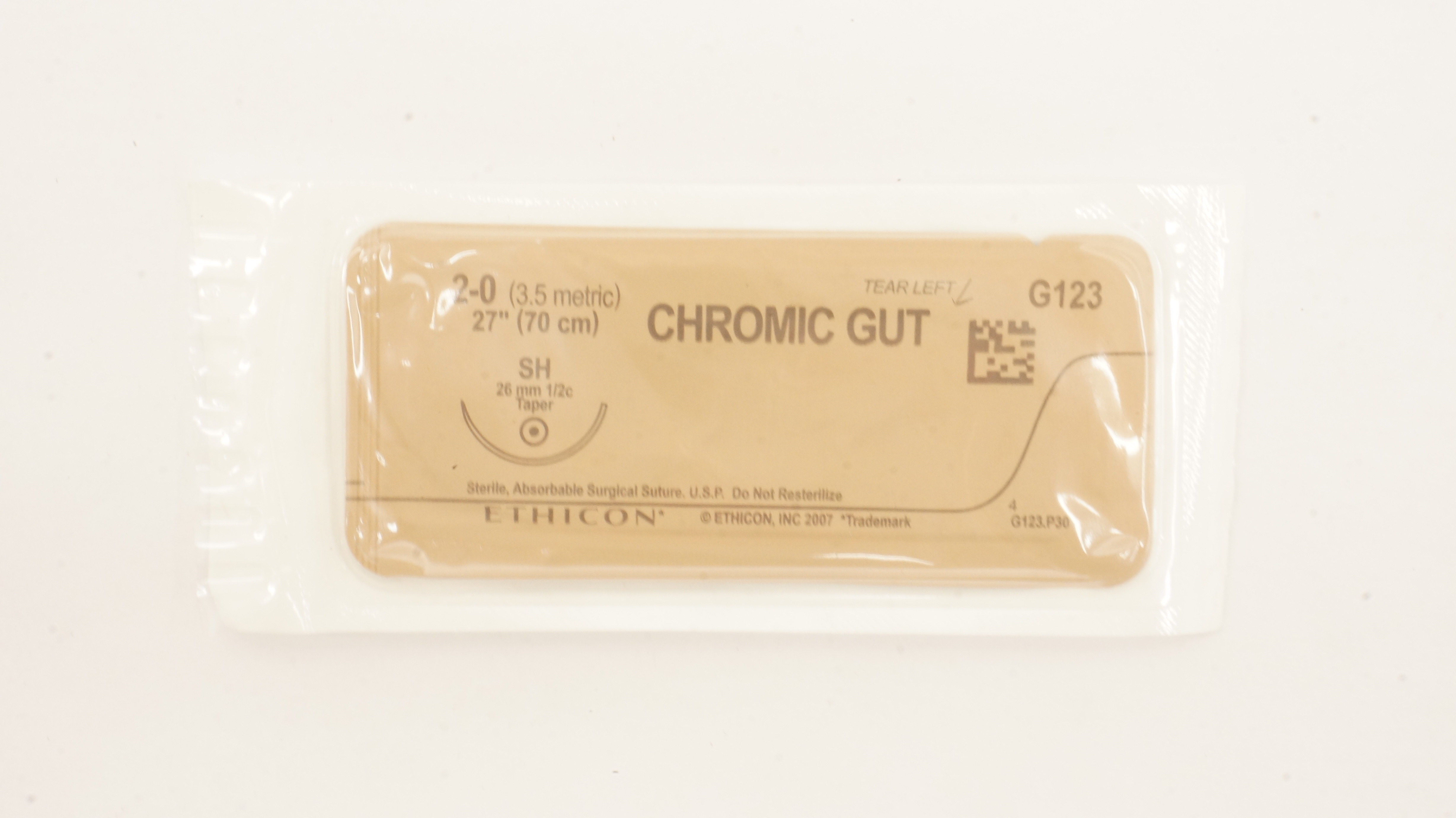 Ethicon G123 2-0 Chromic Gut Surgical Stre SH 26mm 1/2c Taper, 27inch (x)