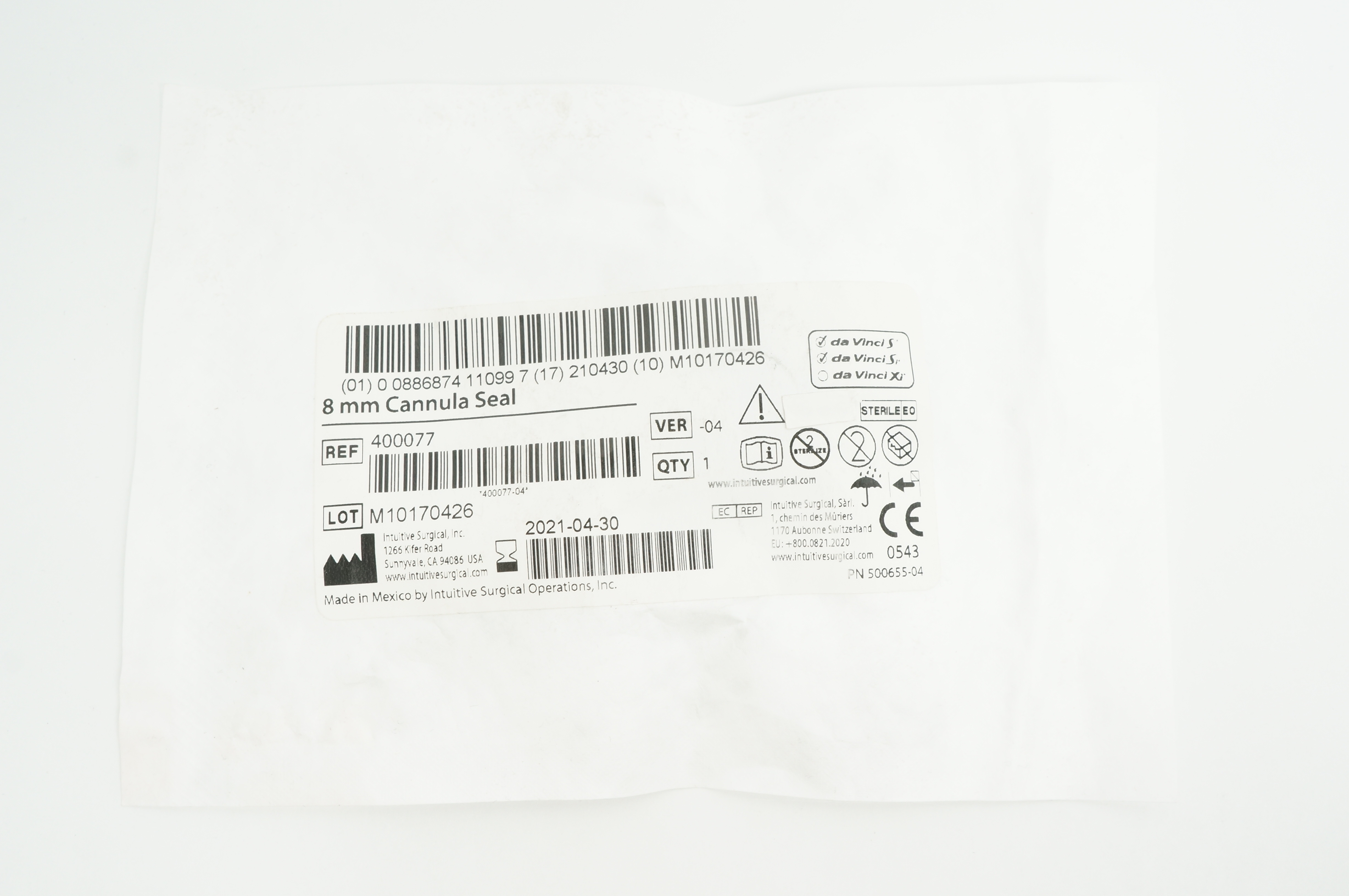 Intuitive Surgical 400077 Cannula Seal 8mm (x)