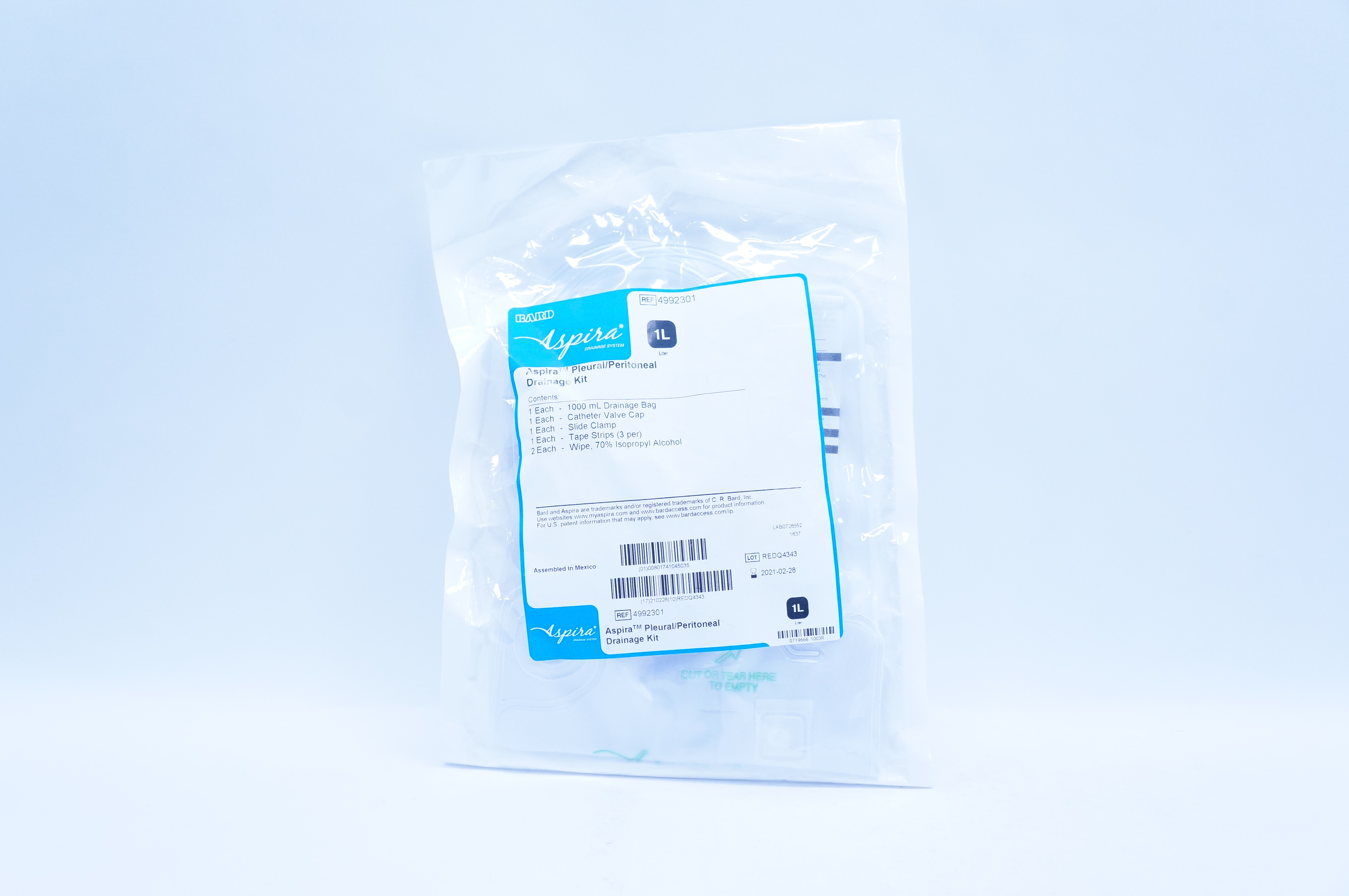 Bard 4992301 Aspira Pleural/Peritoneal Drainage Kit 1L