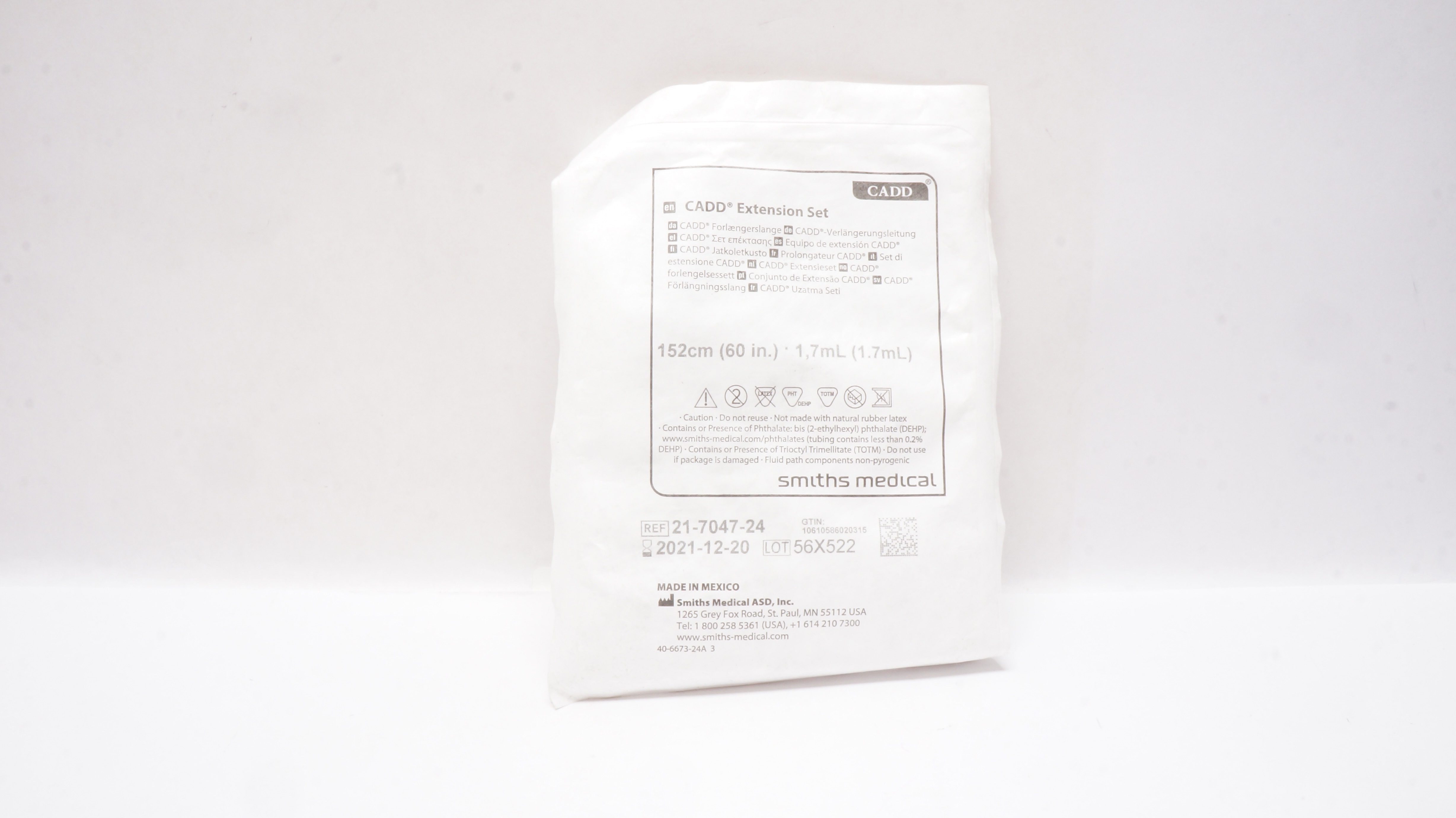 Smiths Medical 21-7047-24 CADD Extension Set 60inch x 1.7 mL (x)