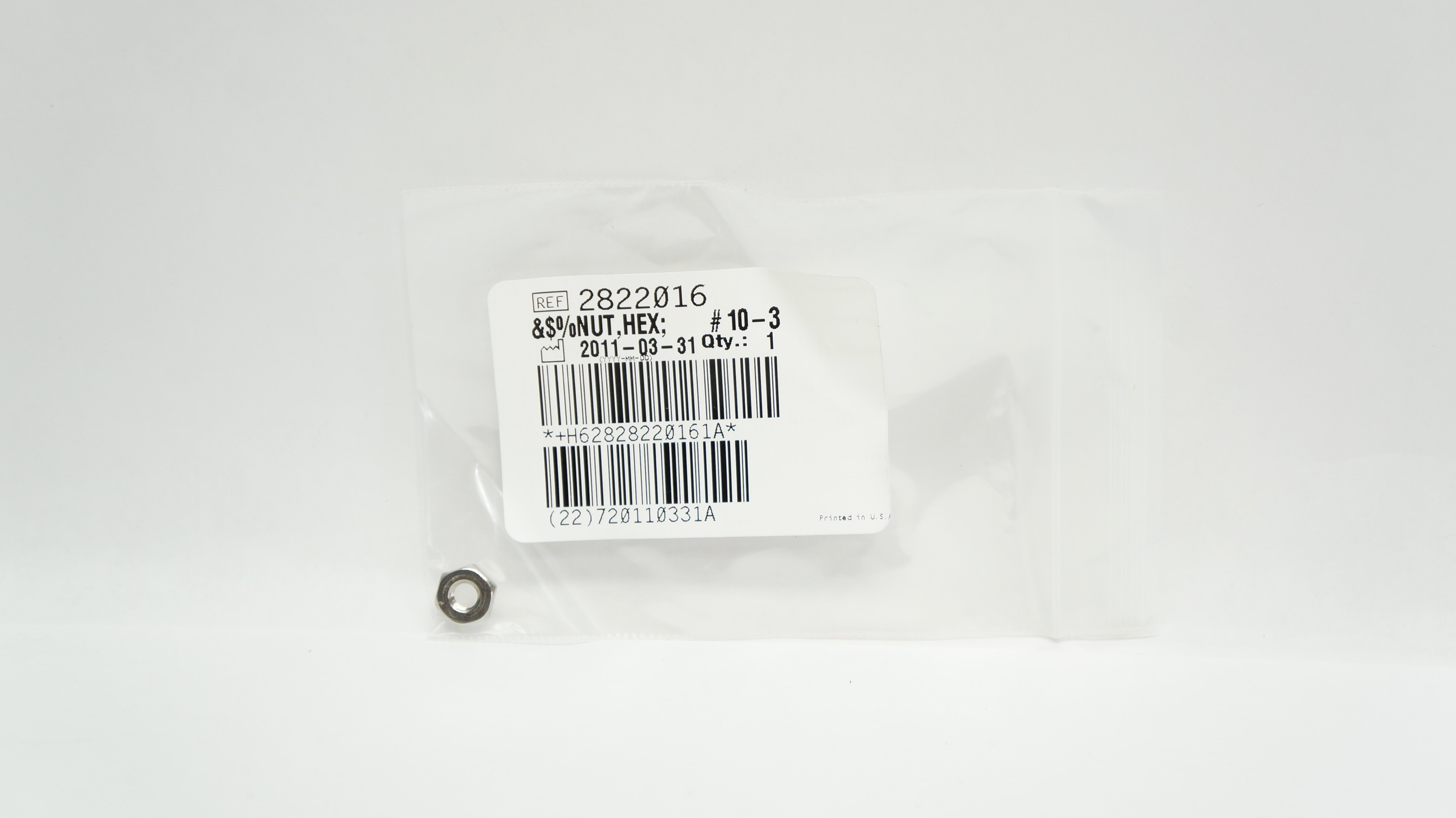 Beckman Coulter 2822016 Hex Nut #10-3