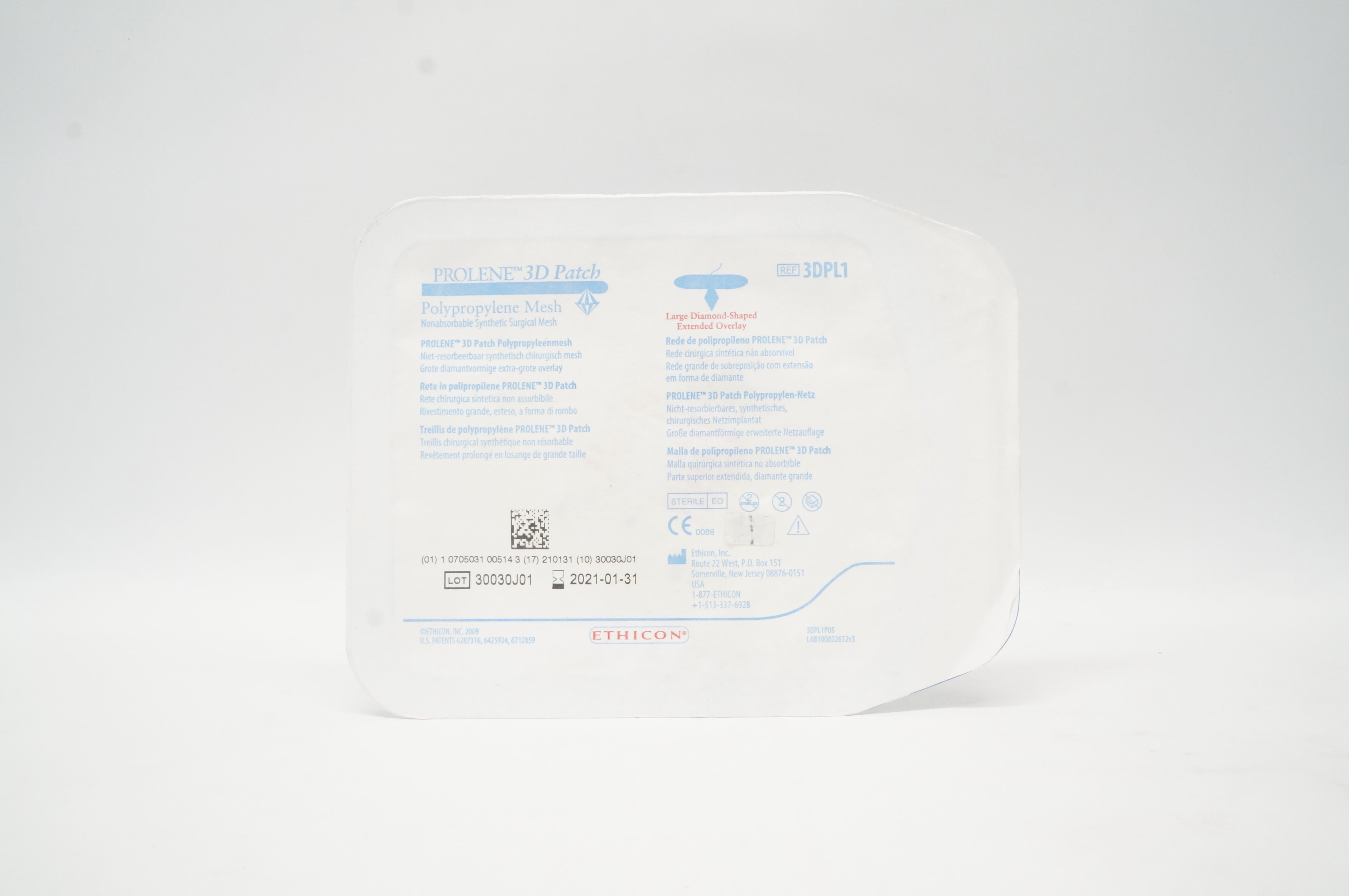 Ethicon 3DPL1 Prolene 3D Patch Polypropylene Synthetic Surgical Mesh (x)