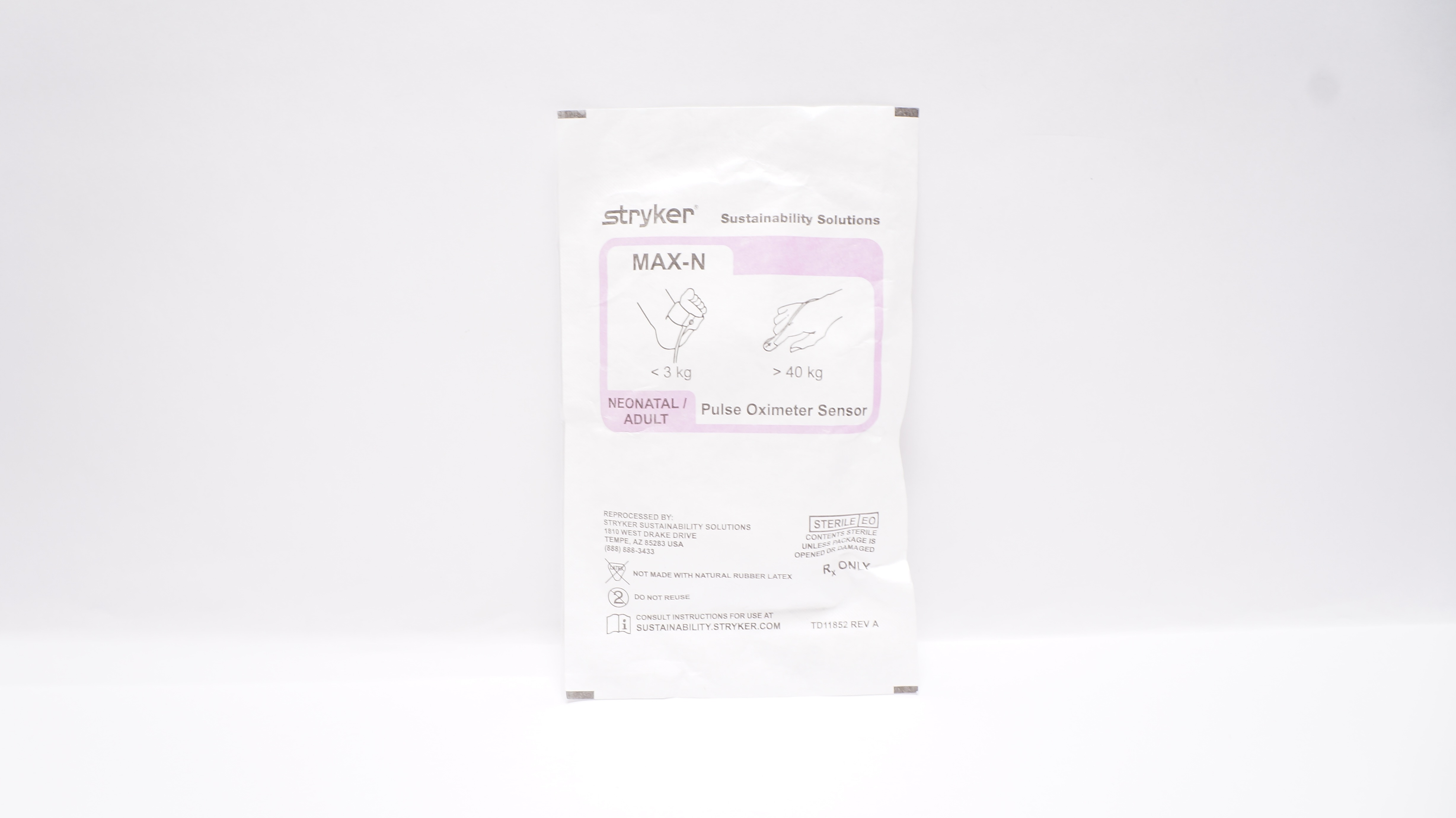 Stryker MAX-N Neonatal/Adult Pulse Oximeter Sensor <3kg >40kg (x)