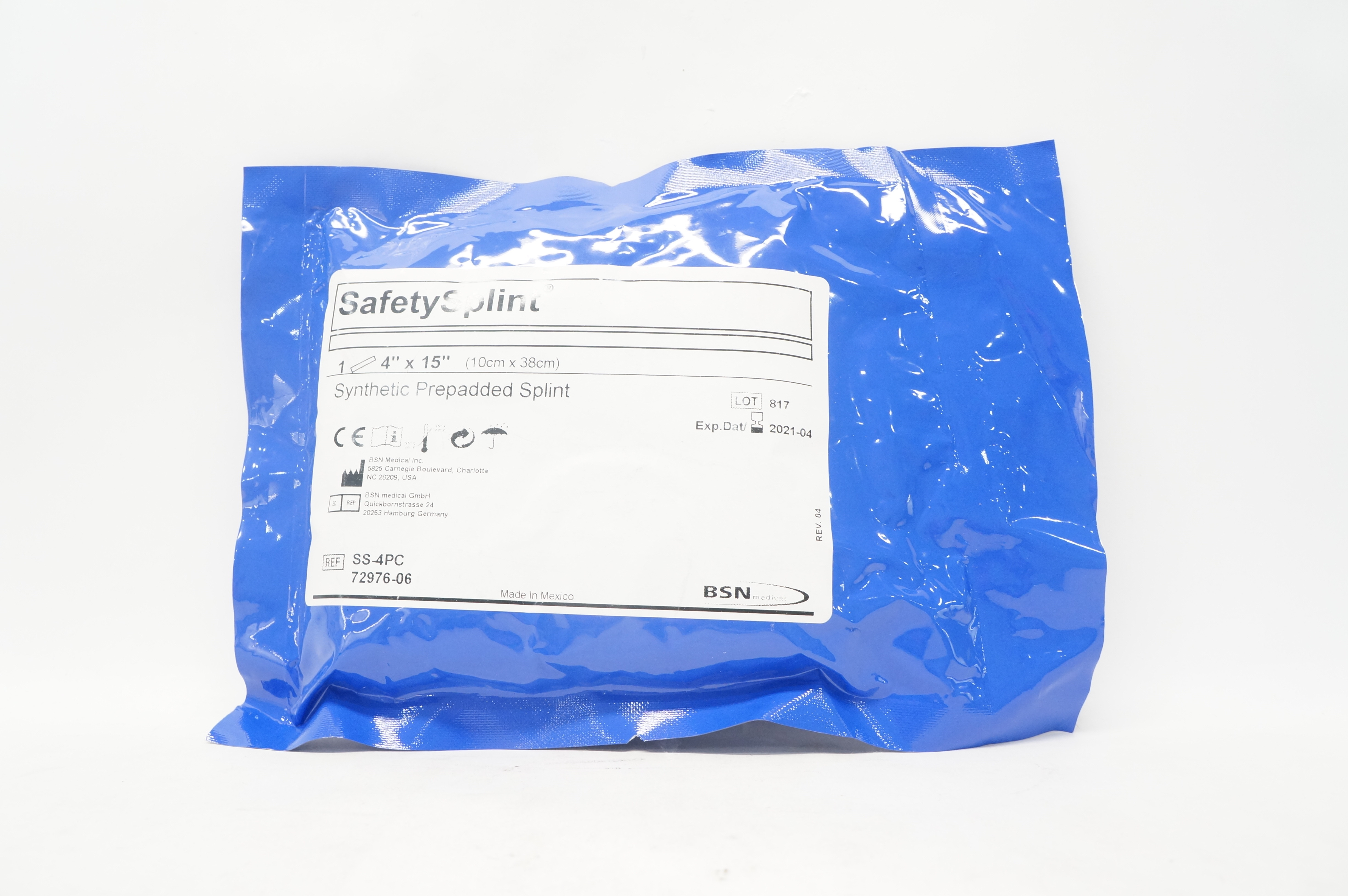 BSN Medical SS-4PC SafetySplint Synthetic Prepadded Splint 4 x 15inch (x)