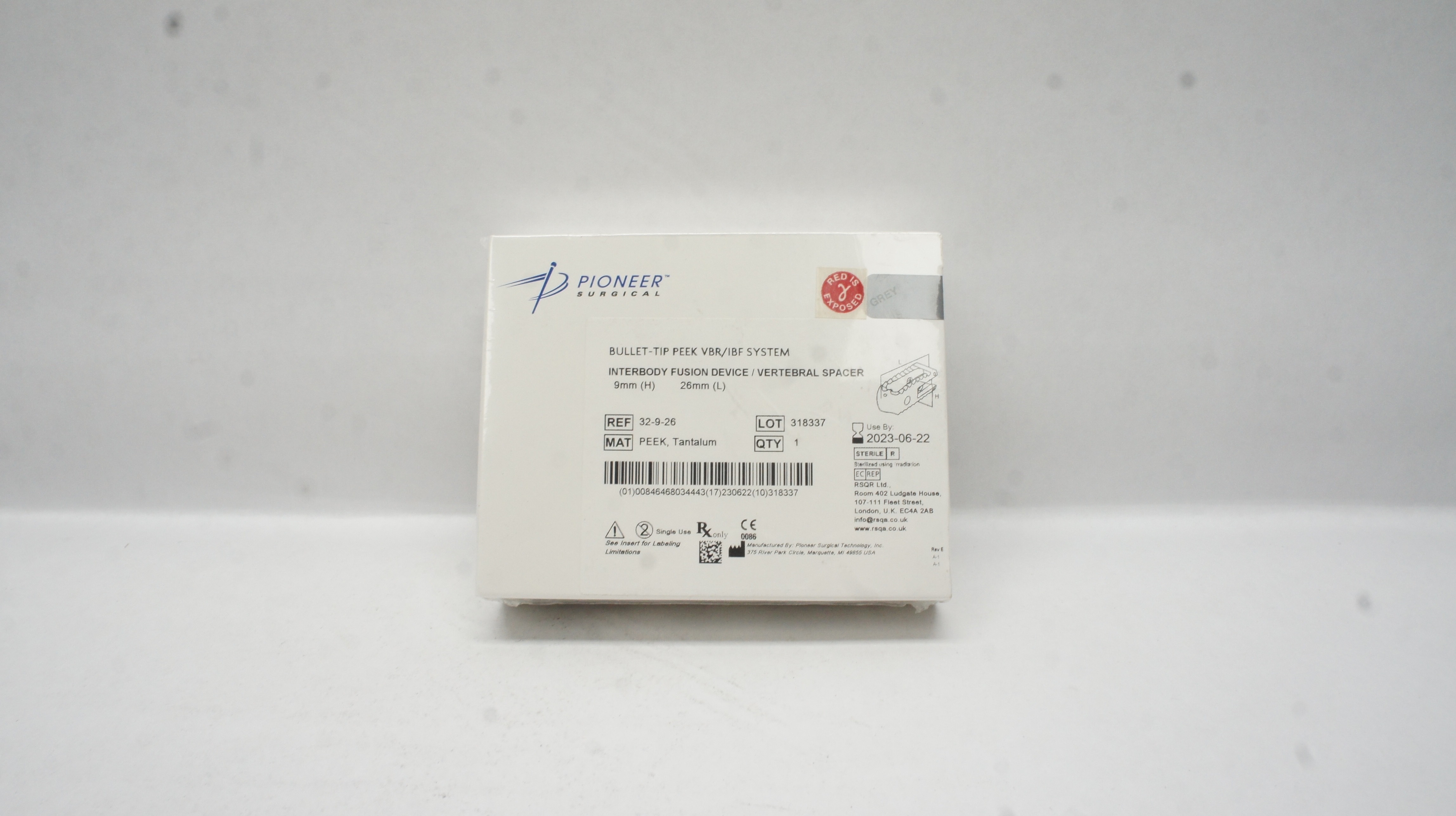 Pioneer Surgical 32-9-26 Bullet-Tip Peek VBR/IBF System 9mm x 26mm (x)