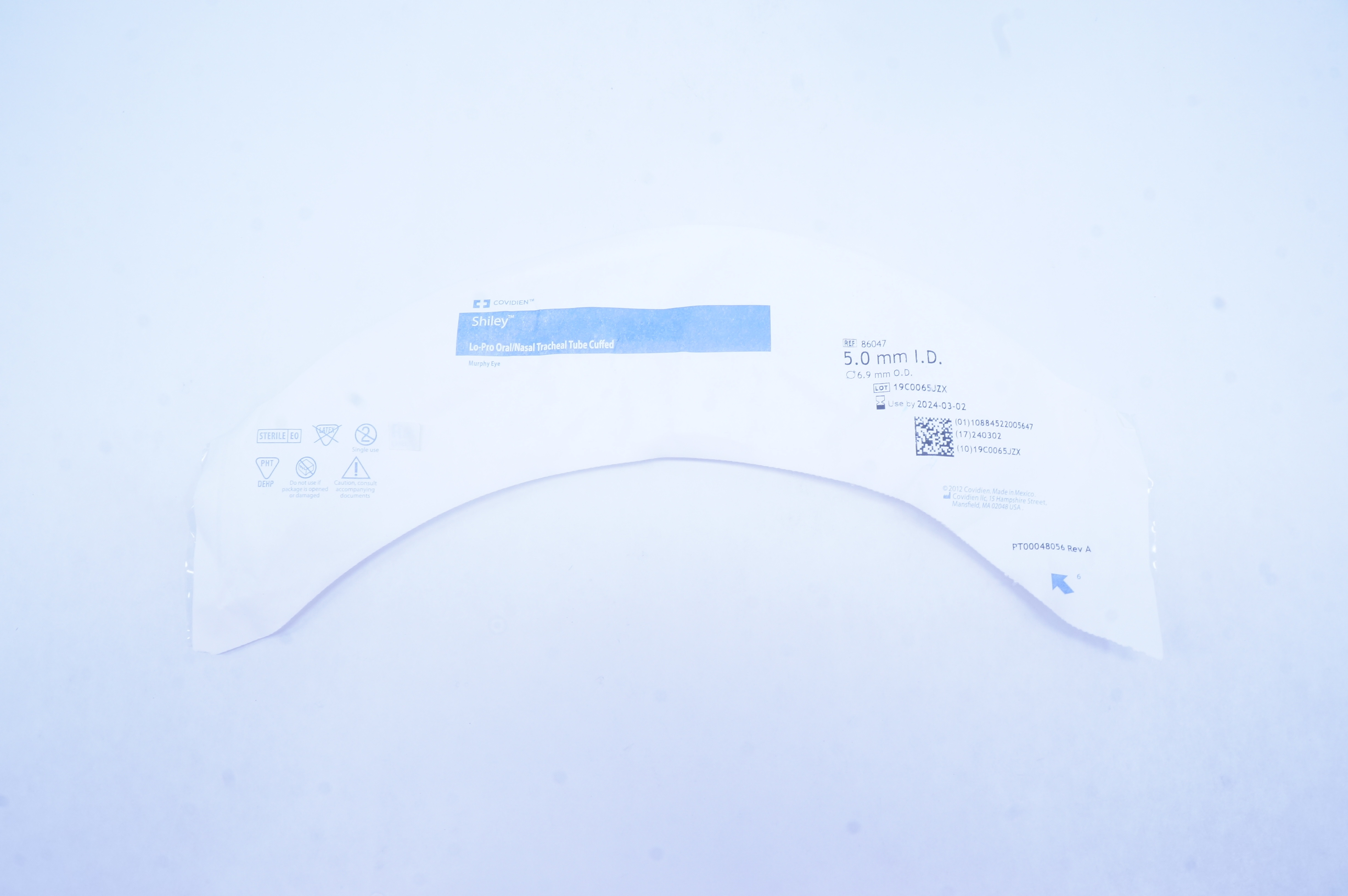 Covidien 86047 Shiley Lo-Pro Oral/Nasal Tracheal Tube Cuffed 5.0mm ID x 6.9mm OD