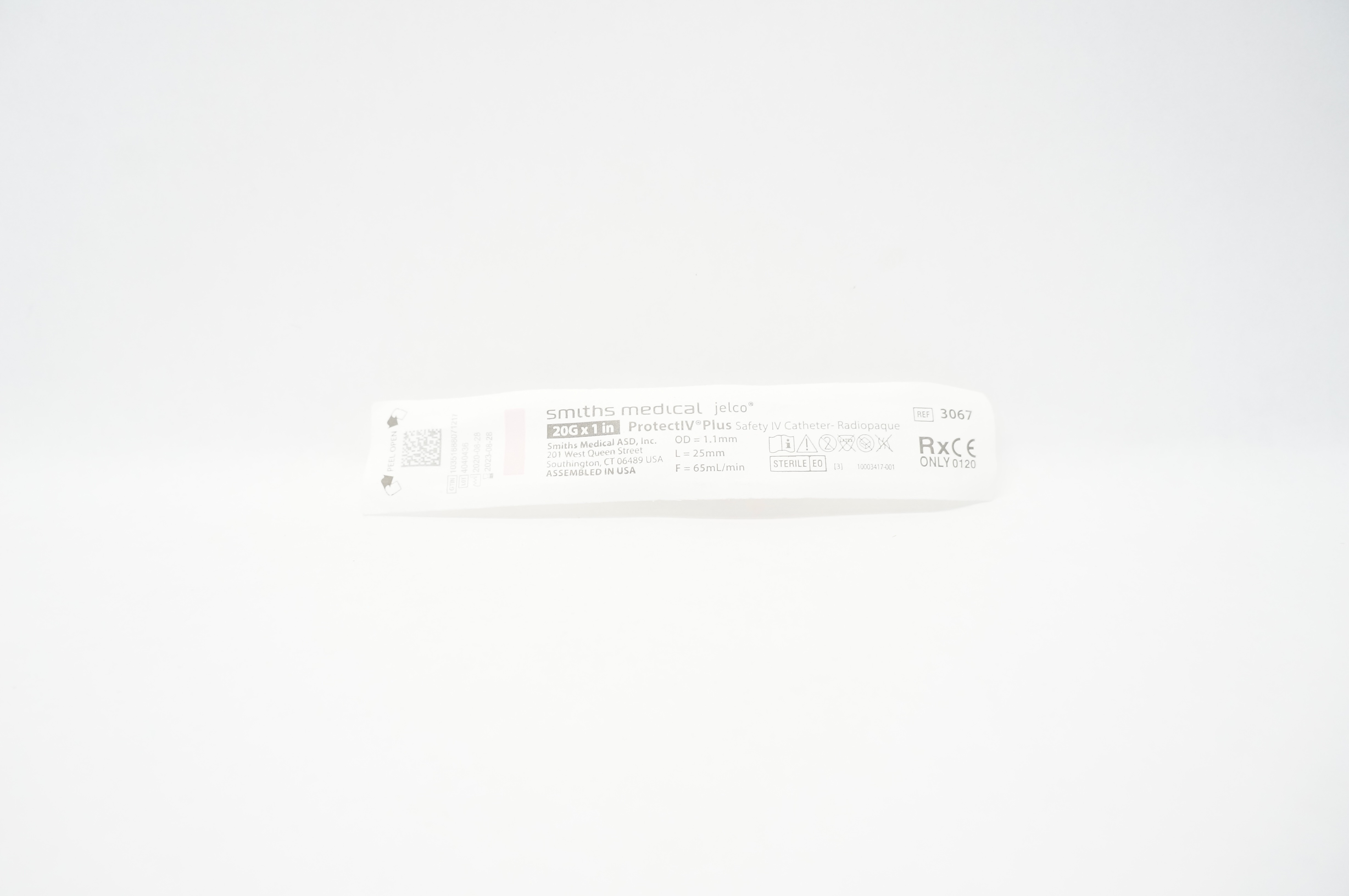 Smiths Medical 3067 Protect IV Plus Safety Cath. Radiopaque 20G x 1inch