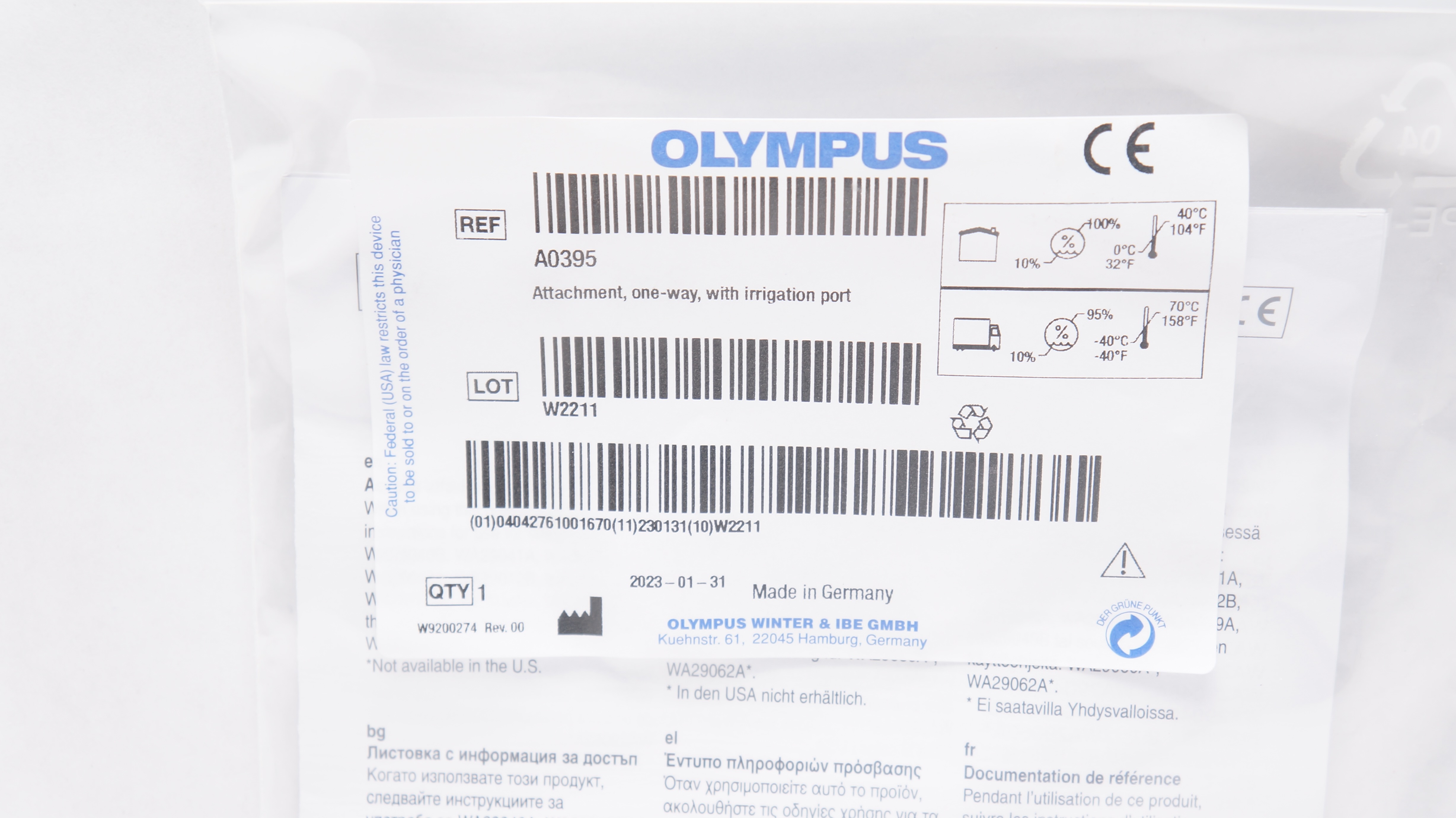 Olympus A0395 Attachment One-Way With Irrigation Port (x)