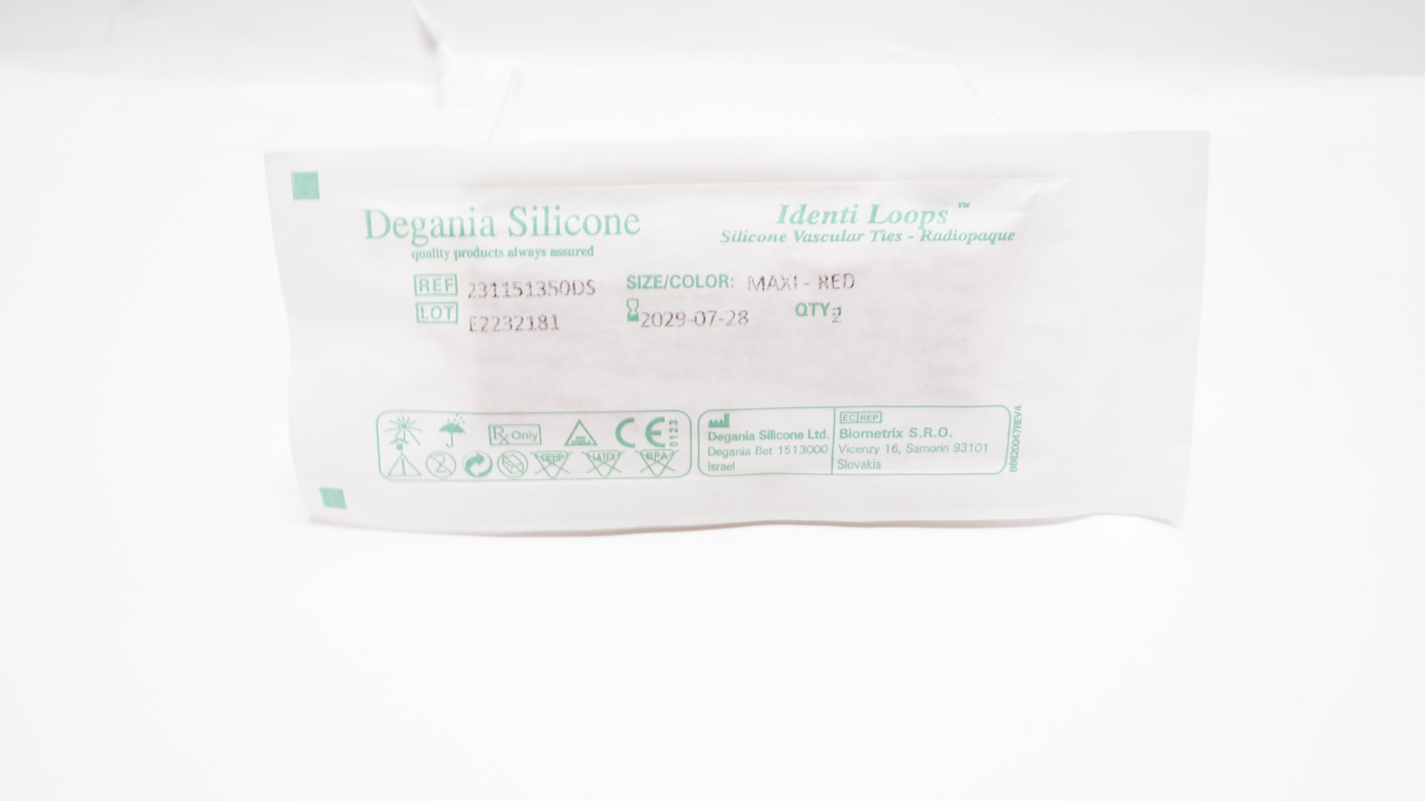 Degania Silicone 231151350DS Identi Loops Vascular Ties-Radiopaque - Pack of 2