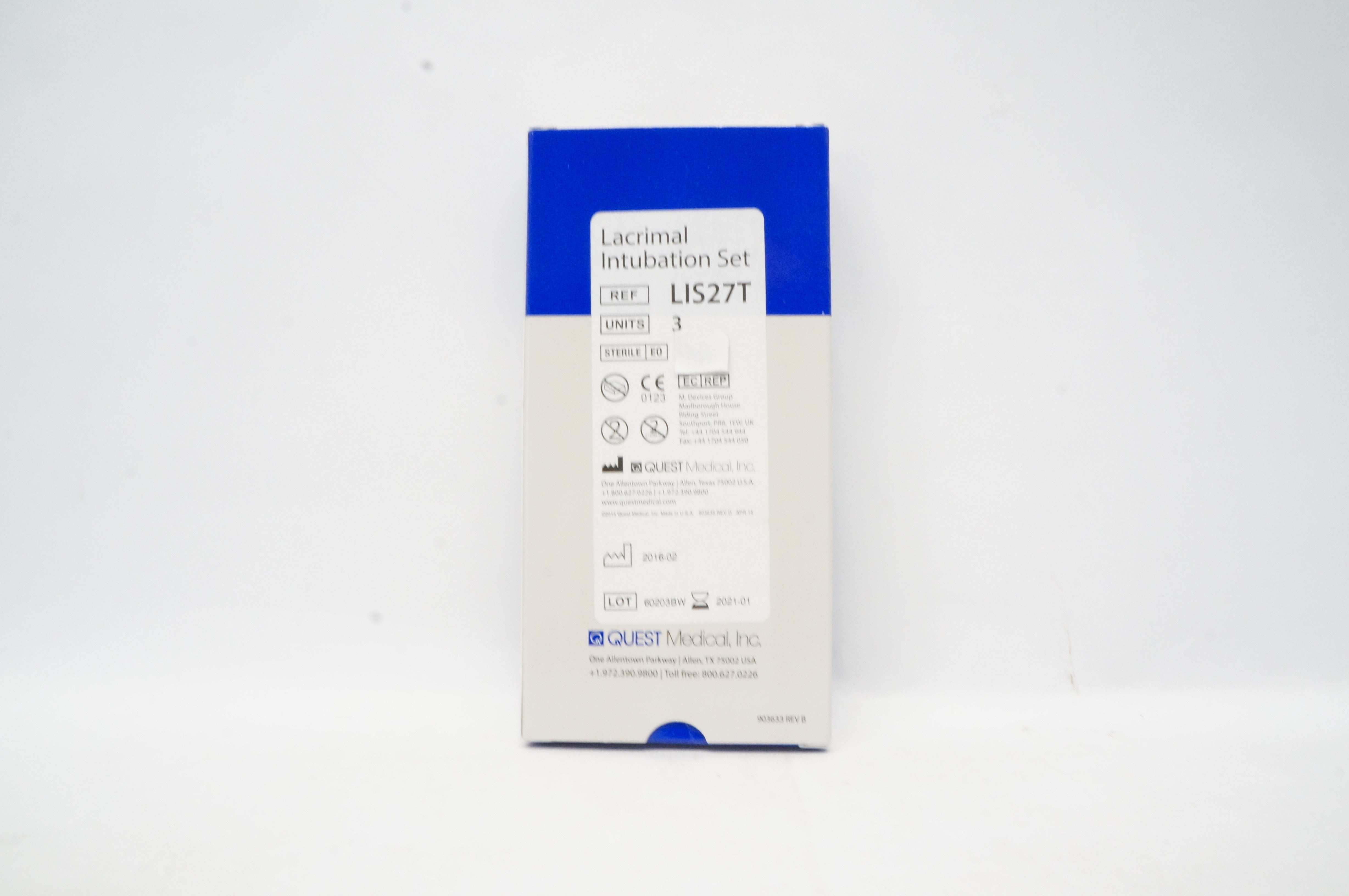 Quest Medical LIS27T Lacrimal Intubation Set - Box of 3 (x)