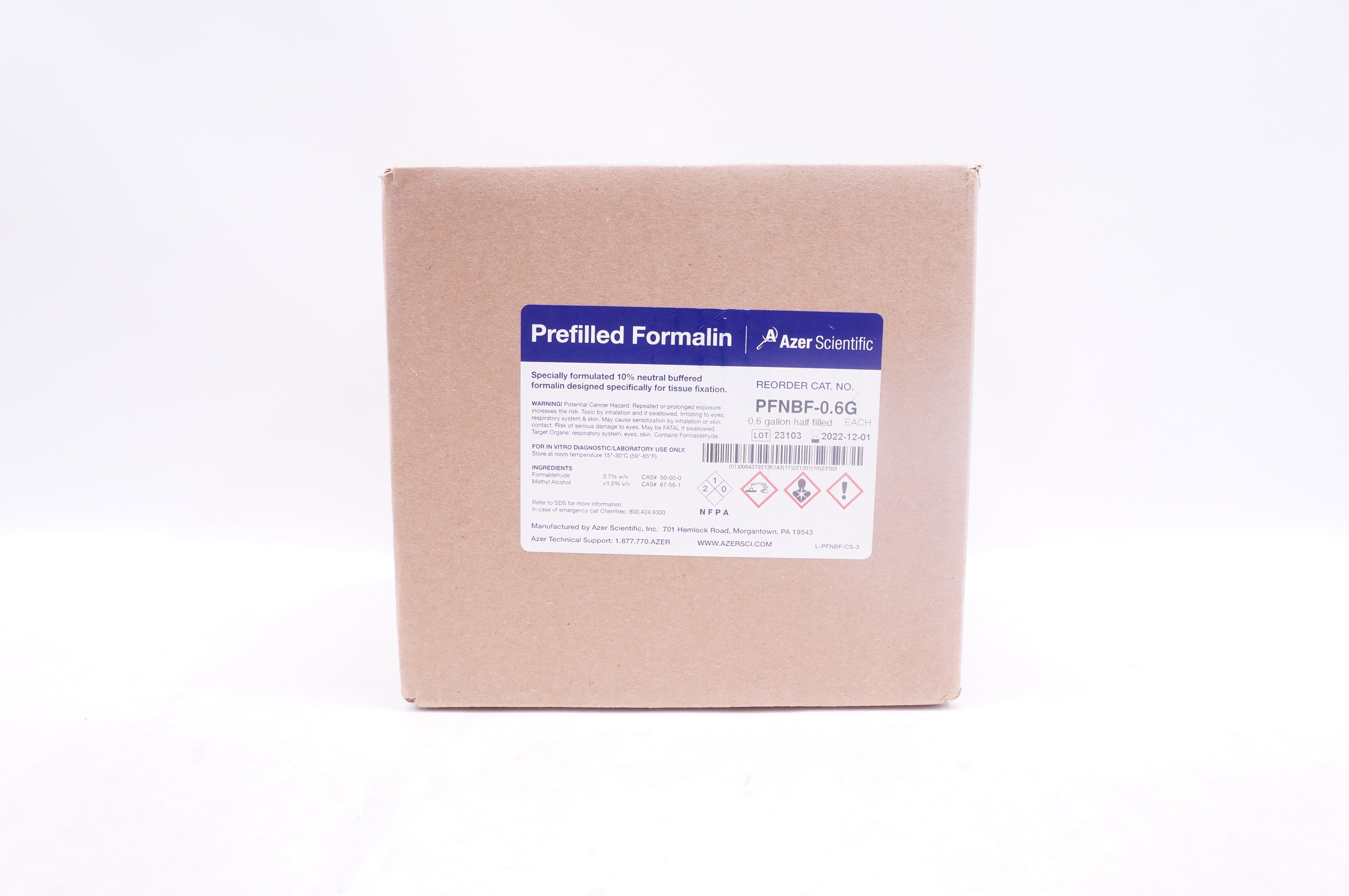 Azer Scientific PFNBF-0.6G Prefilled Formalin