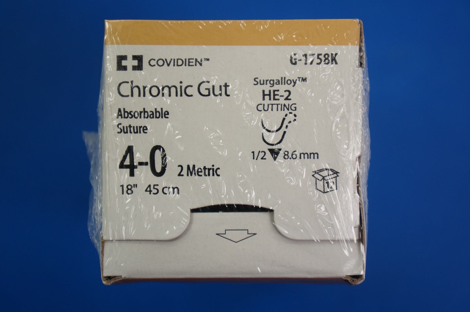 Covidien G-1758K Chromic Gut 18" HE-2 cutting, Size 4-0 ~ Box of 12