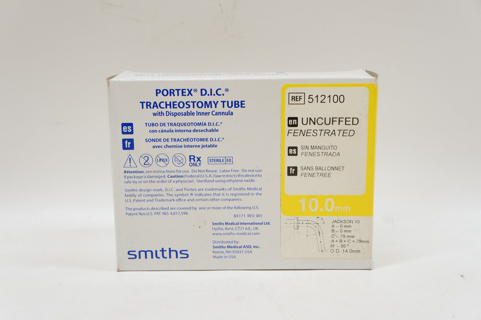 Smiths Medical 512100 PORTEX D.I.C. Tracheostomy Tube, 10mm (x)
