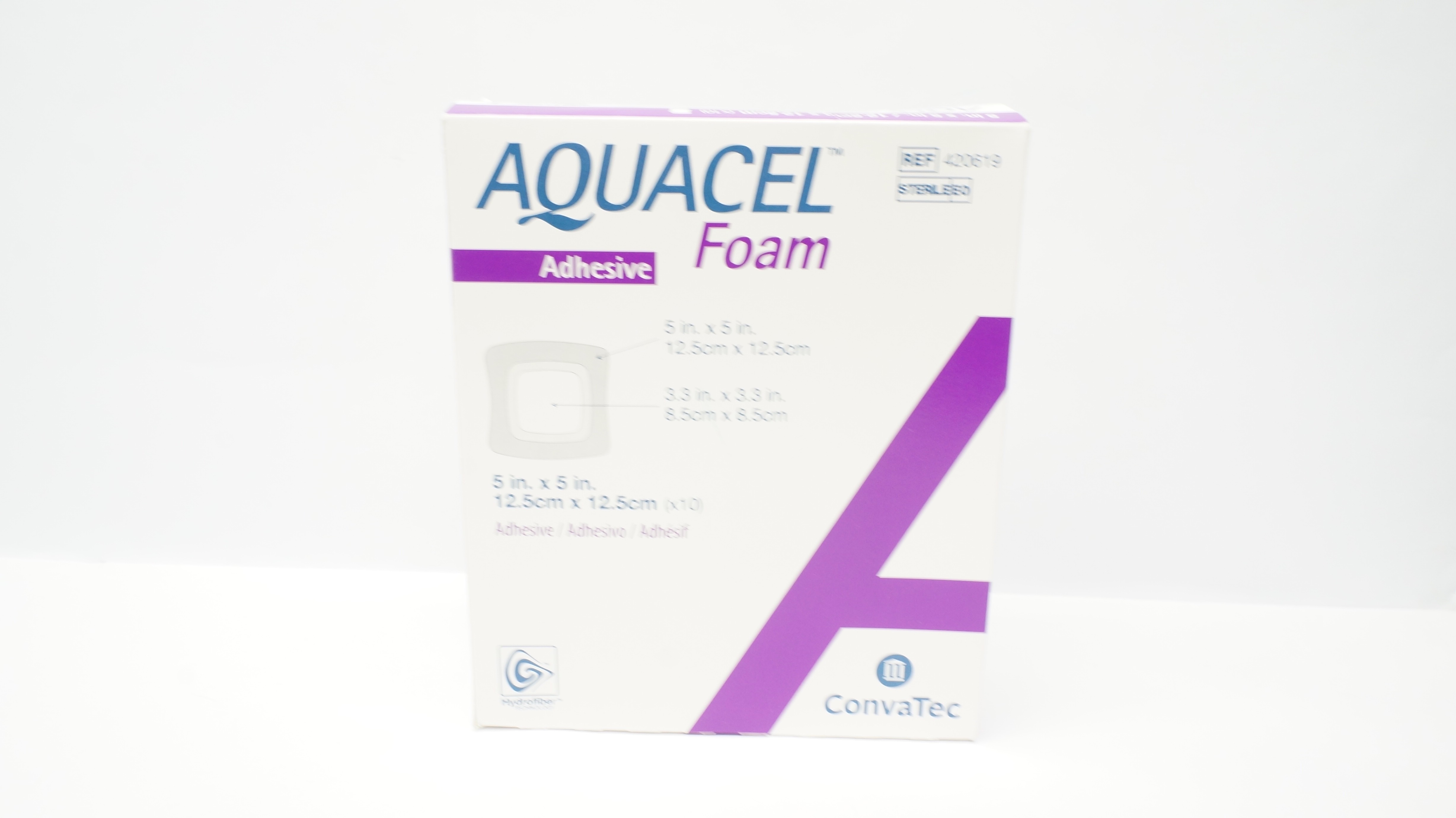 ConvaTec 420619 Aquacel Adhesive Foam Dressing 5 x 5inch, 3 x 3inch - Box of 10