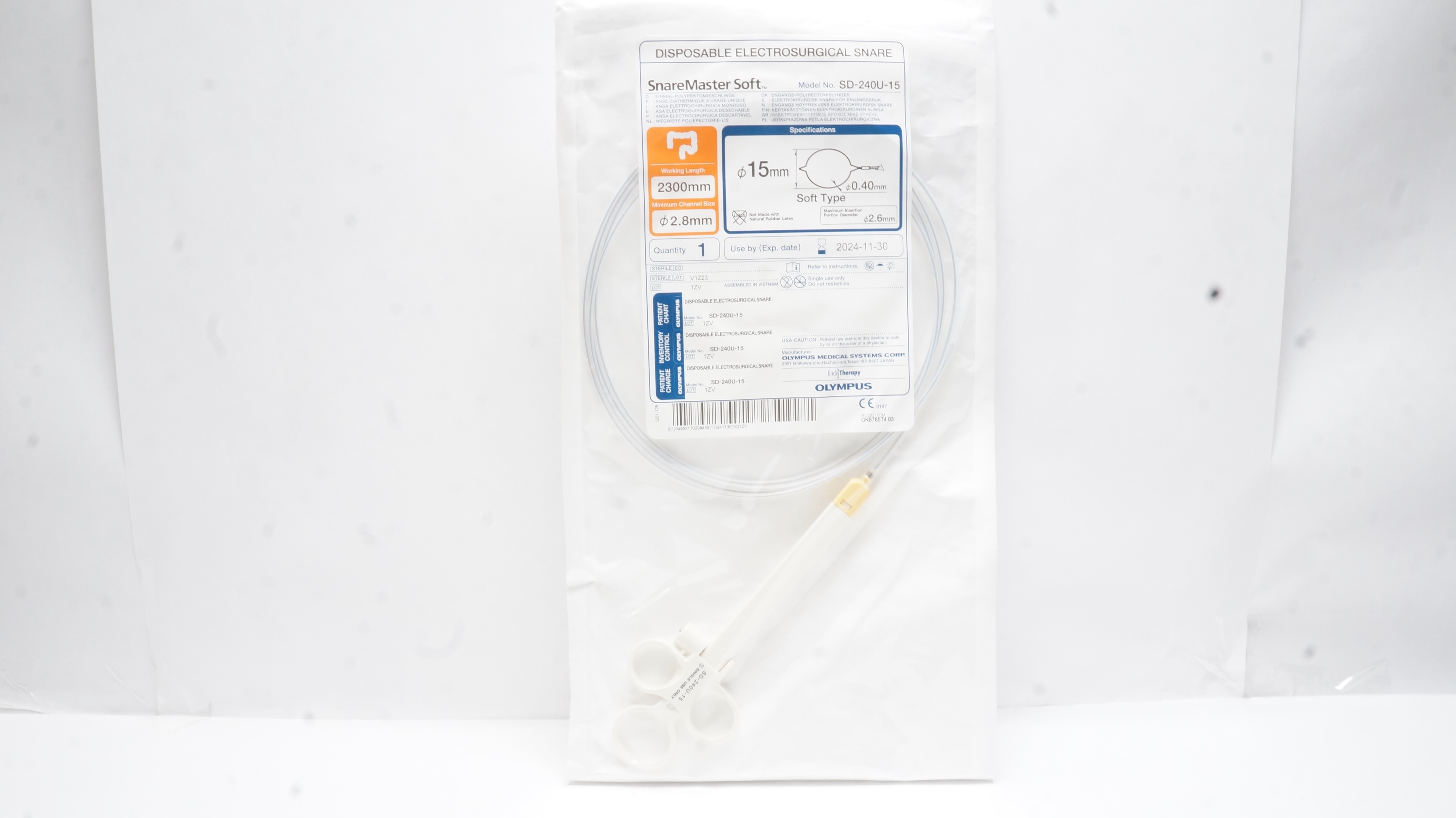Olympus SD-240U-15 SnareMaster Soft Electrosurgical Snare 2300mm x 2.8mm