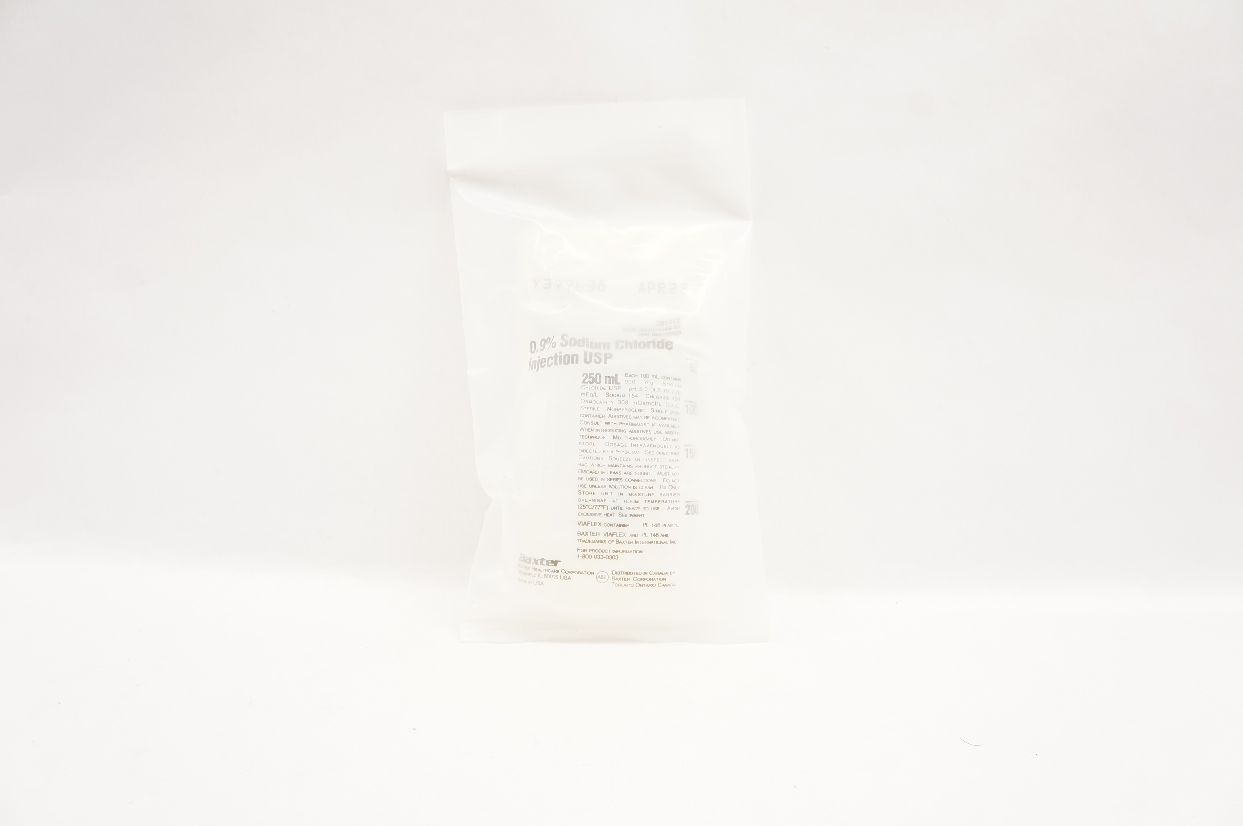 Baxter 2B1322 0.9% Sodium Chloride Injection USP 250mL
