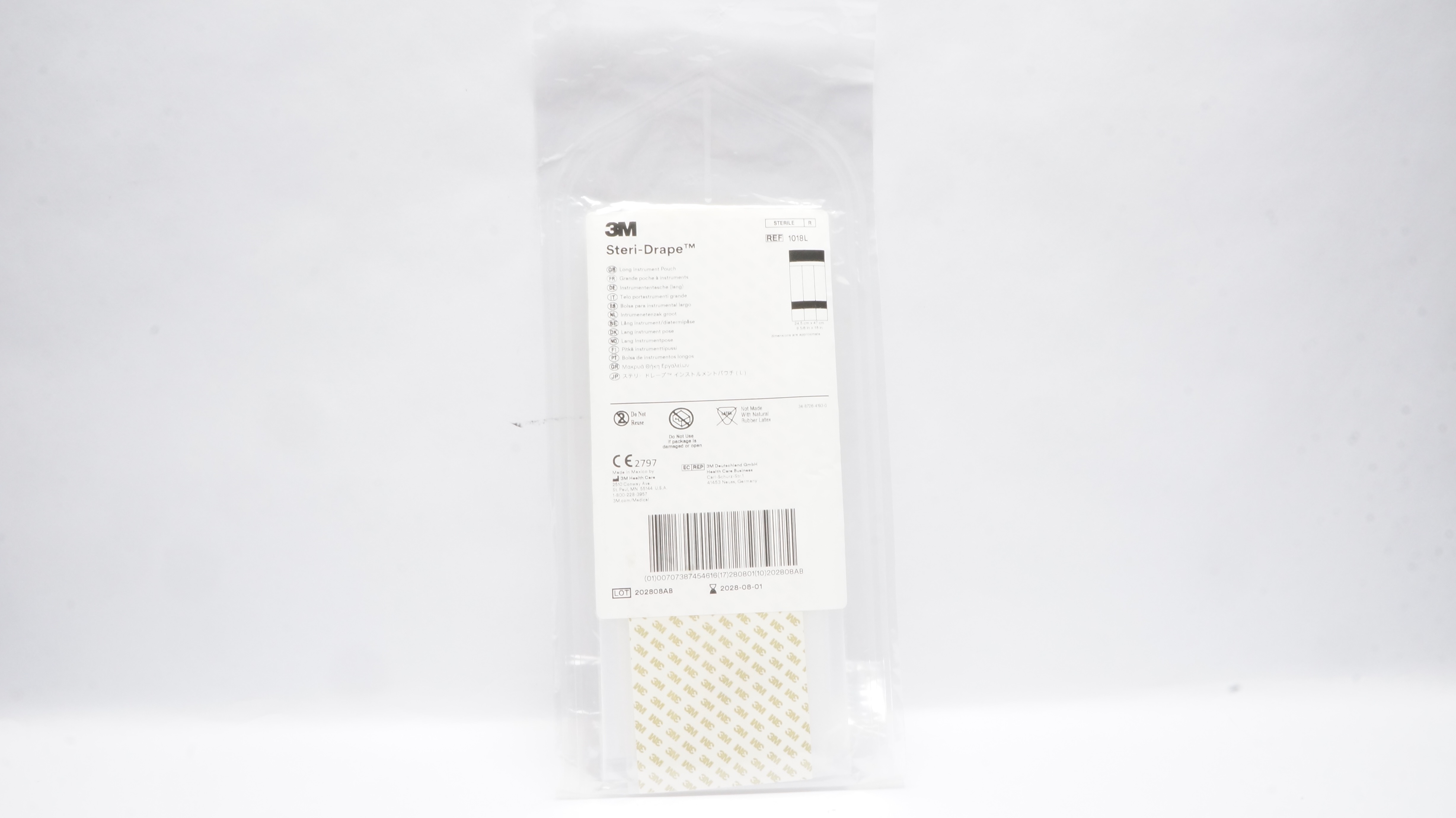 3M 1018L Steri-Drape Long Instrument Pouch 9-5/8inch x 18inch Approx.