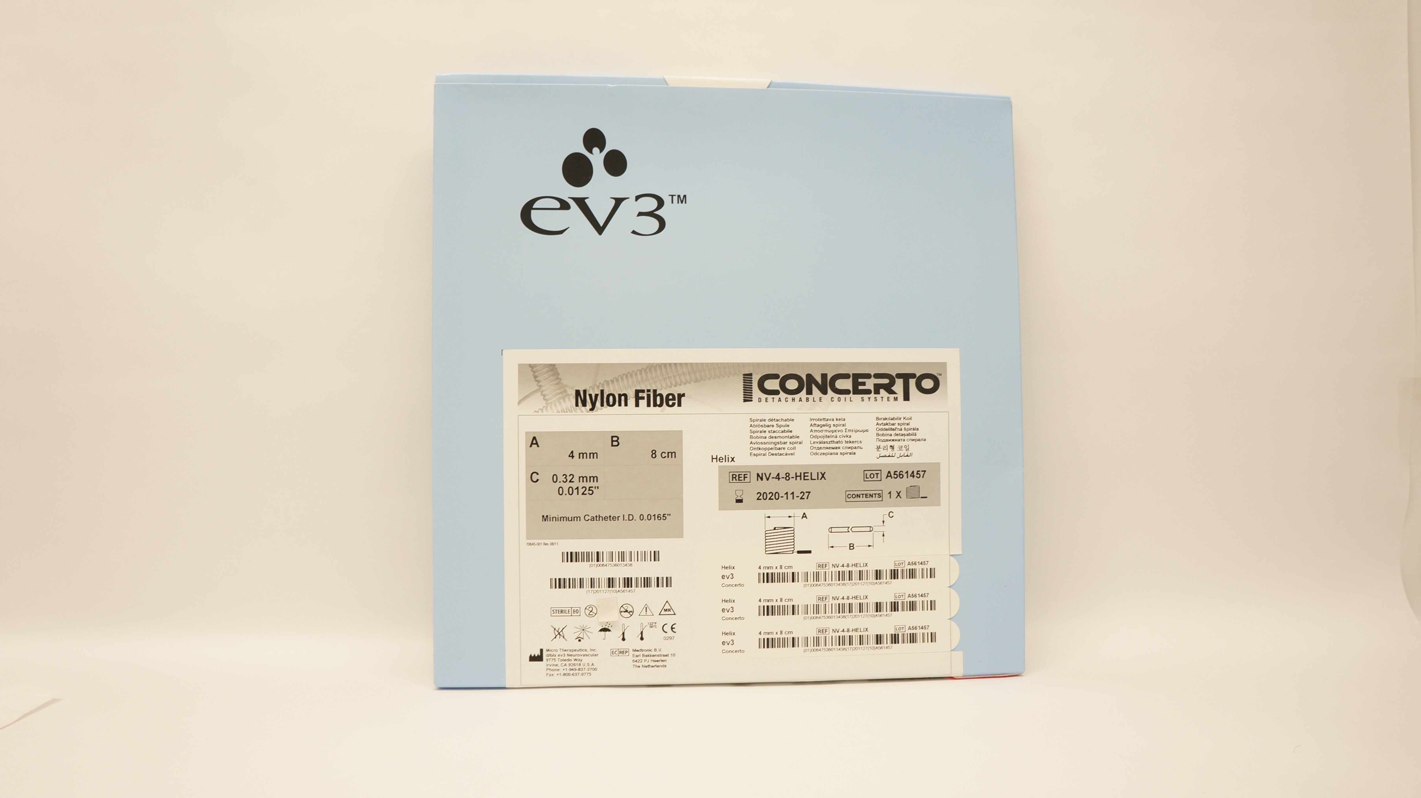 Micro Therapeutics NV-4-8-HELIX ev3 Concerto Nylon Fiber 4mm x 8cm x 0.0125in(x)