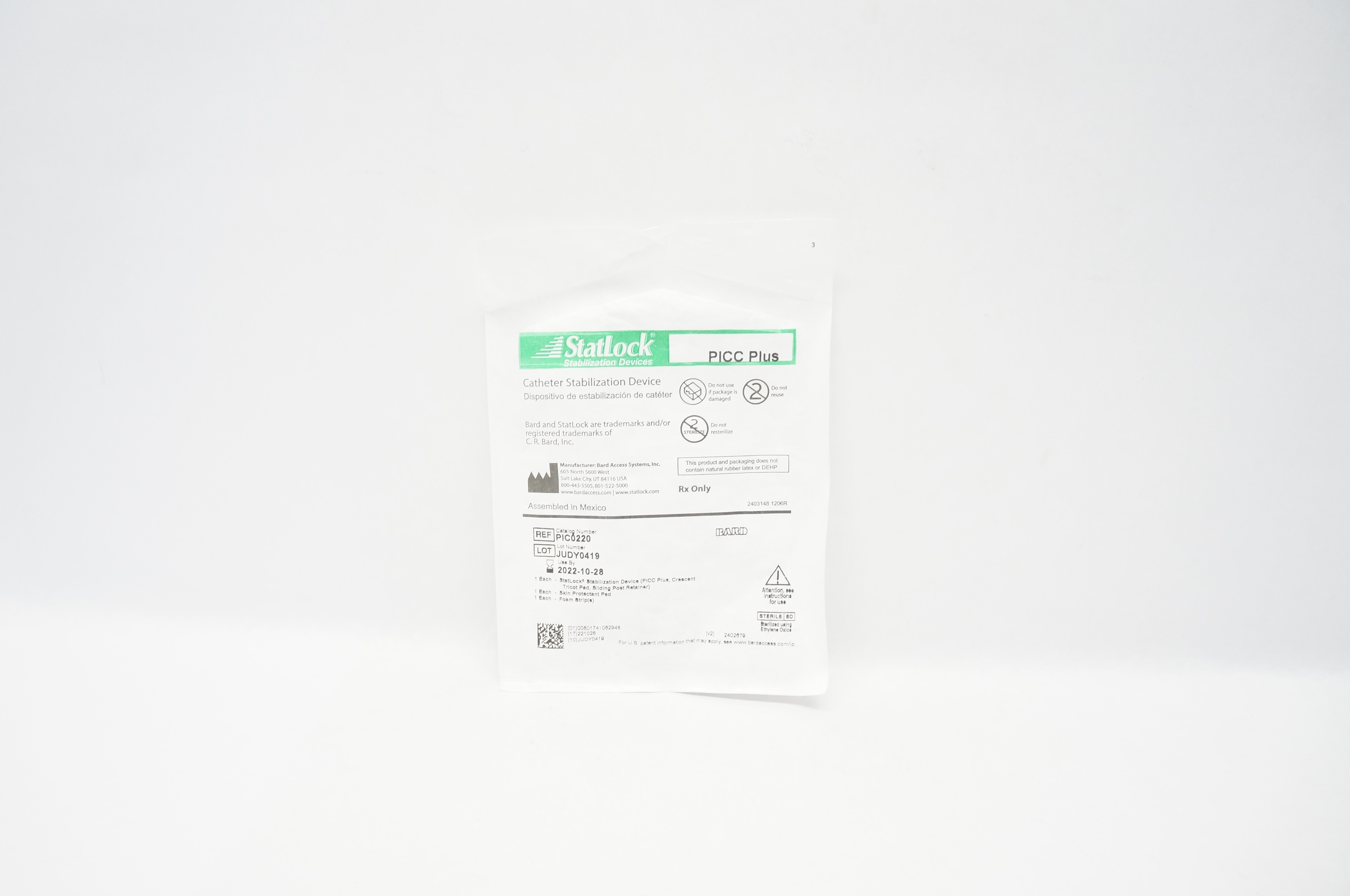 Bard PIC0220 StatLock Cath. Stabilization Device PICC Plus