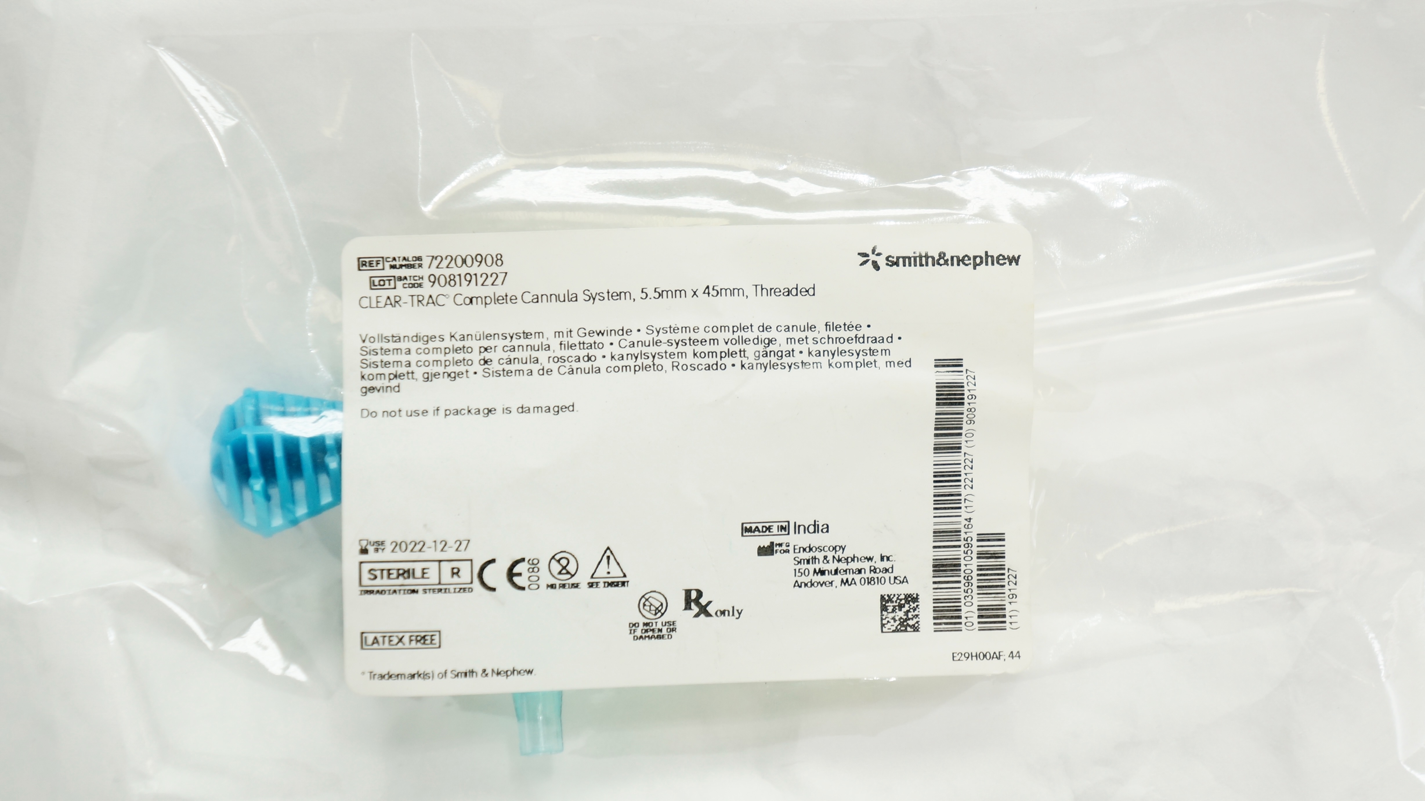 Smith&Nephew 72200908 CLEAR-TRAC Complete Cannula System 5.5mm x 45mm (x)