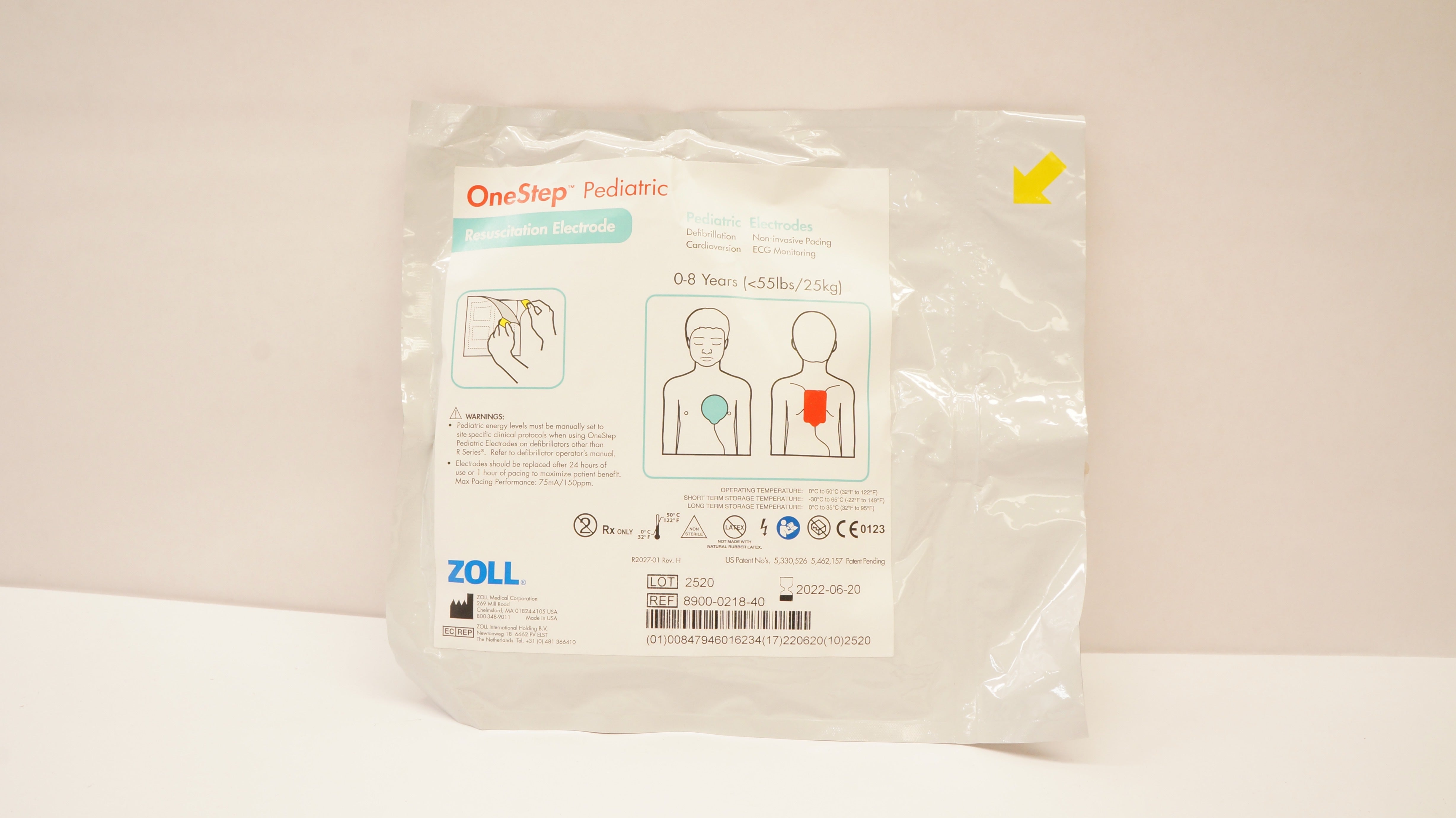 Zoll 8900-0218-40 OneStep Pediatric Resuscitation Electrode 0-8 Years <55lbs (x)