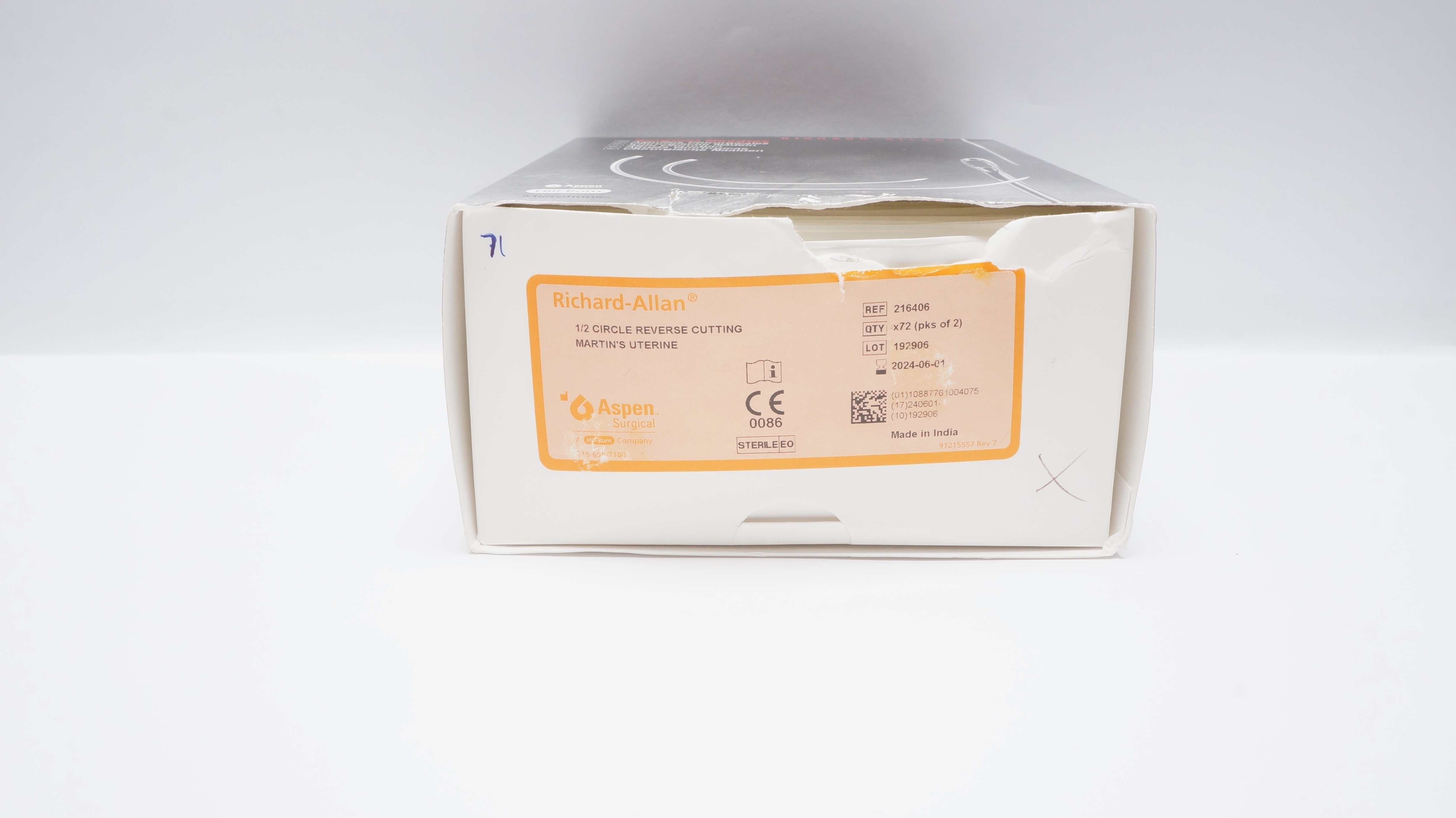 Aspen 216406 Richard-Allan 1/2c Reverse Cutting Surgical Ndle (x) - Box of 40