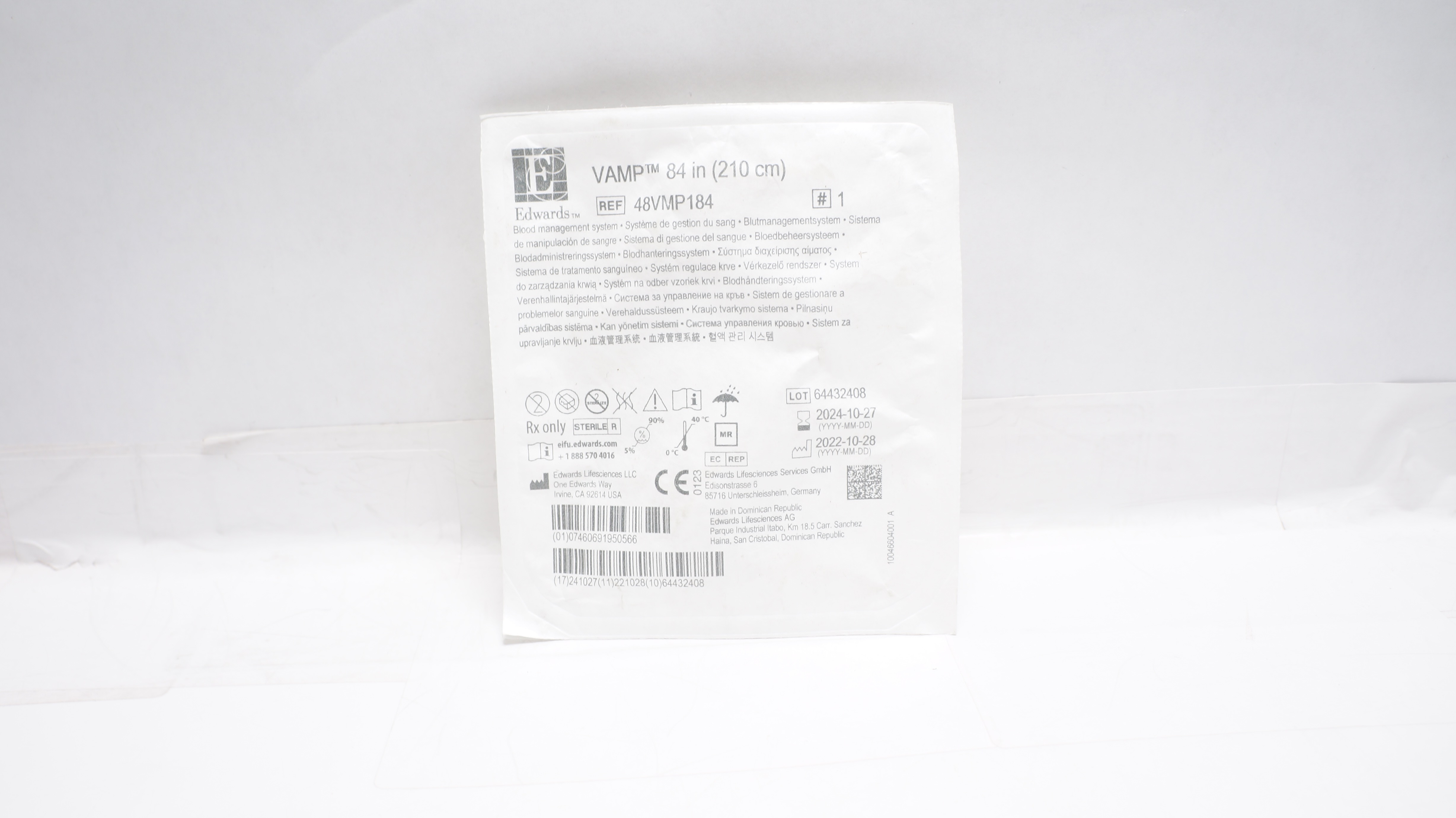 Edwards Lifesciences 48VMP184 VAMP Blood Management System 84inch