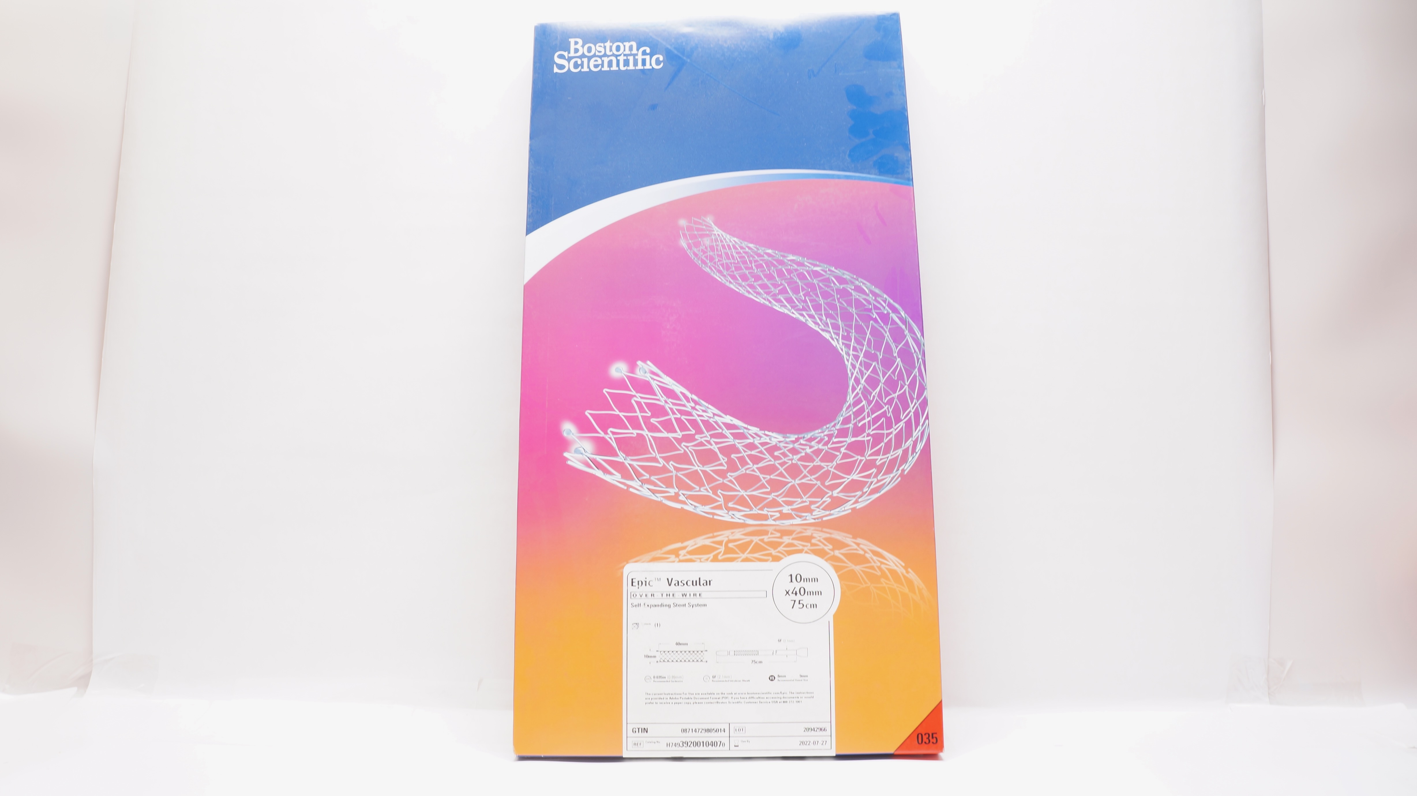 Boston Scientific H74939200104070 Epic Stnt System 10mm x 40mm x 75cm (x)