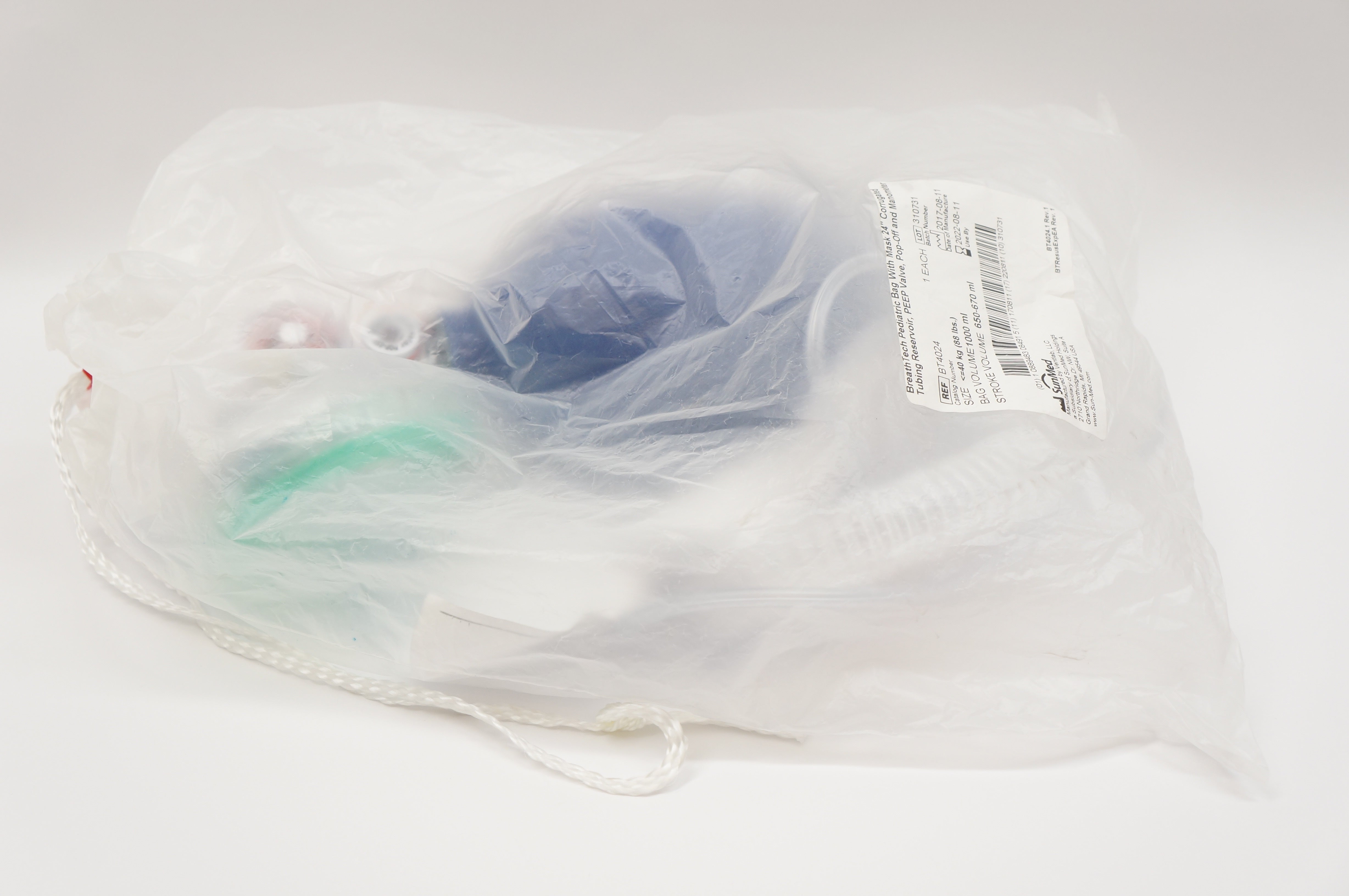 SunMed BT4024 BreathTech Pediatric Bag W/ Mask 24inch Corrugated Tubing