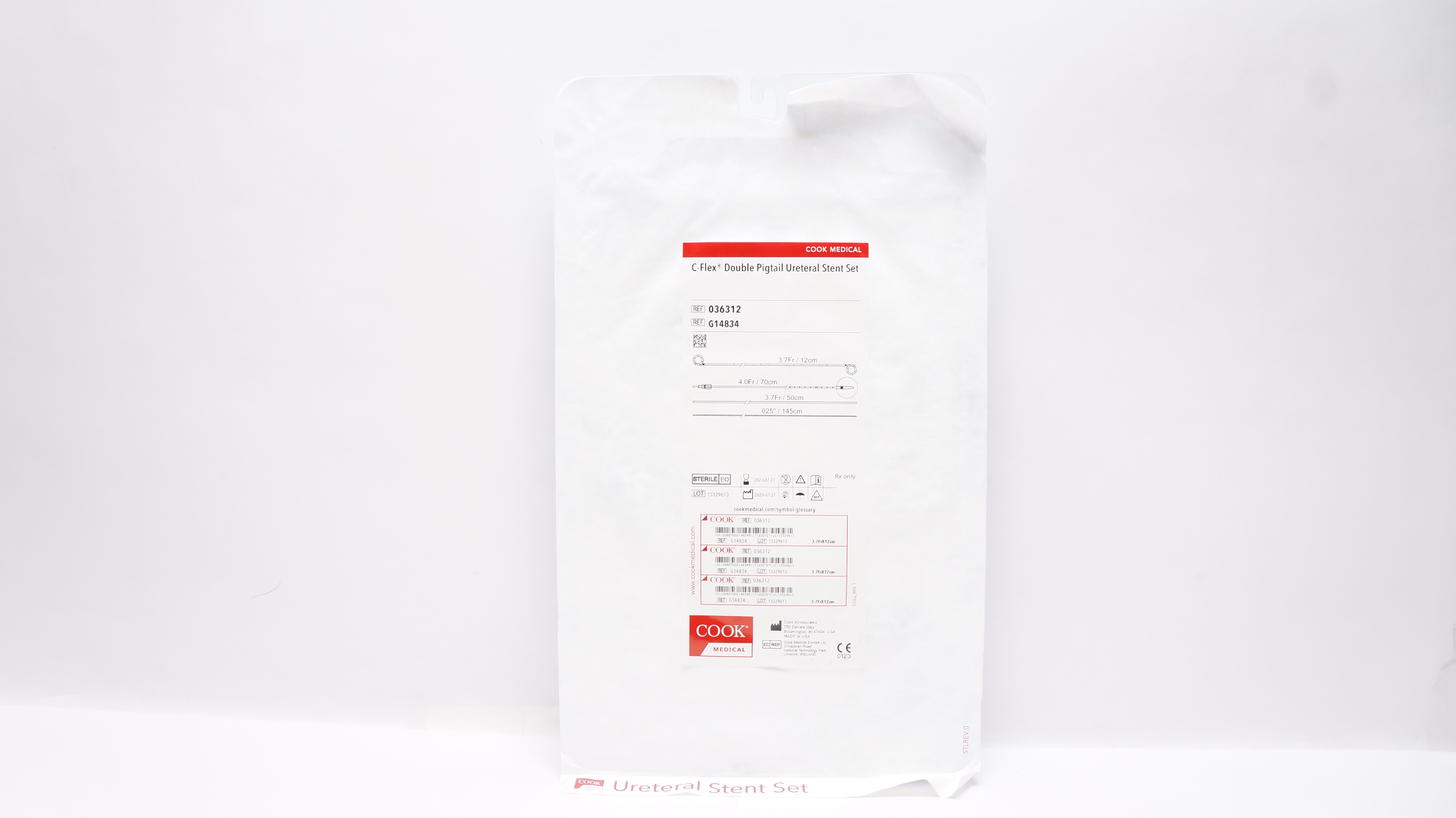 Cook Medical G14834 C-Flex Double Pigtail Ureteral Stnt. Set 3.7Fr. x 12cm (x)