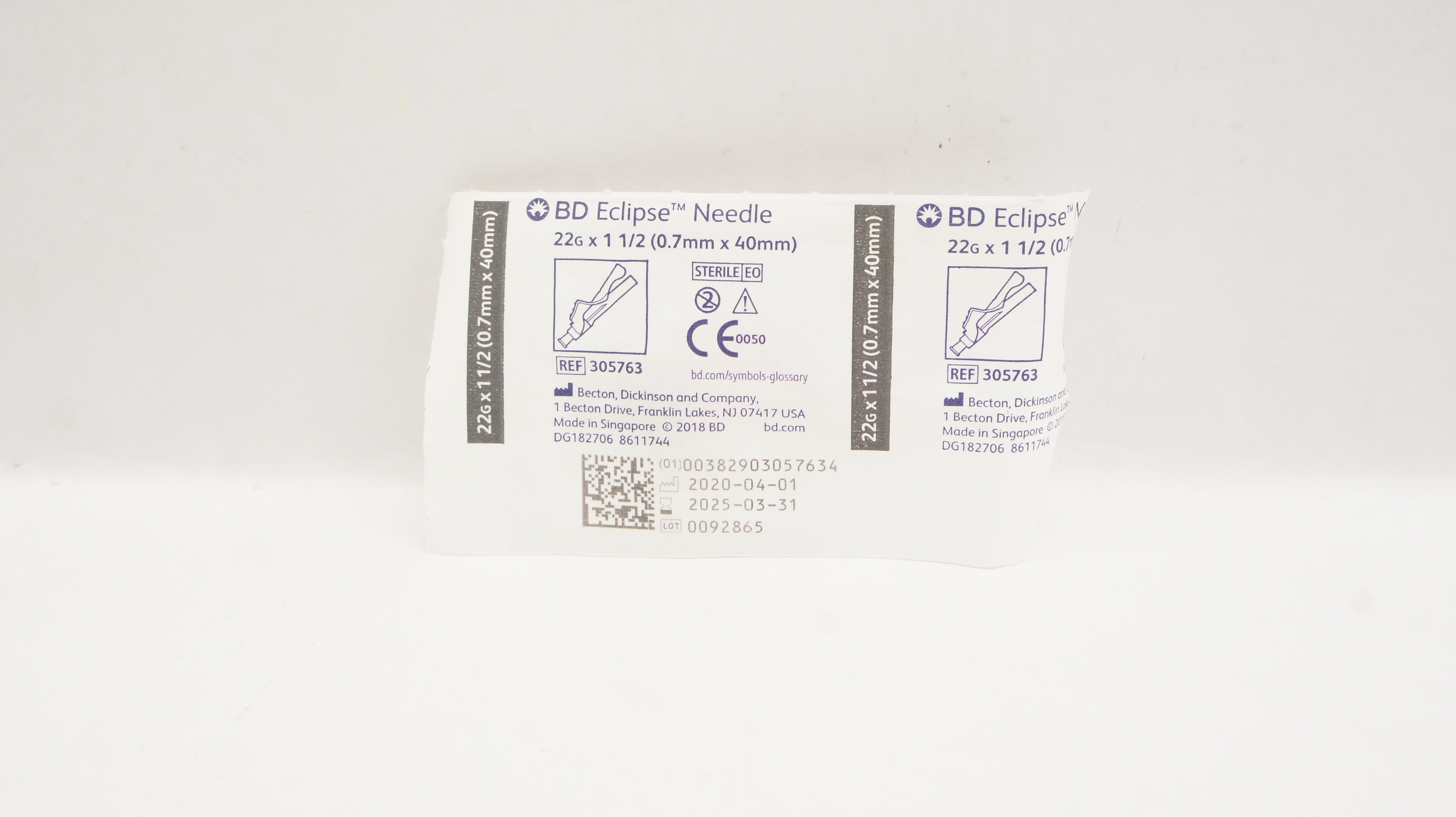 BD 305763 Eclipse Ndle 22G x 1 1/2inch