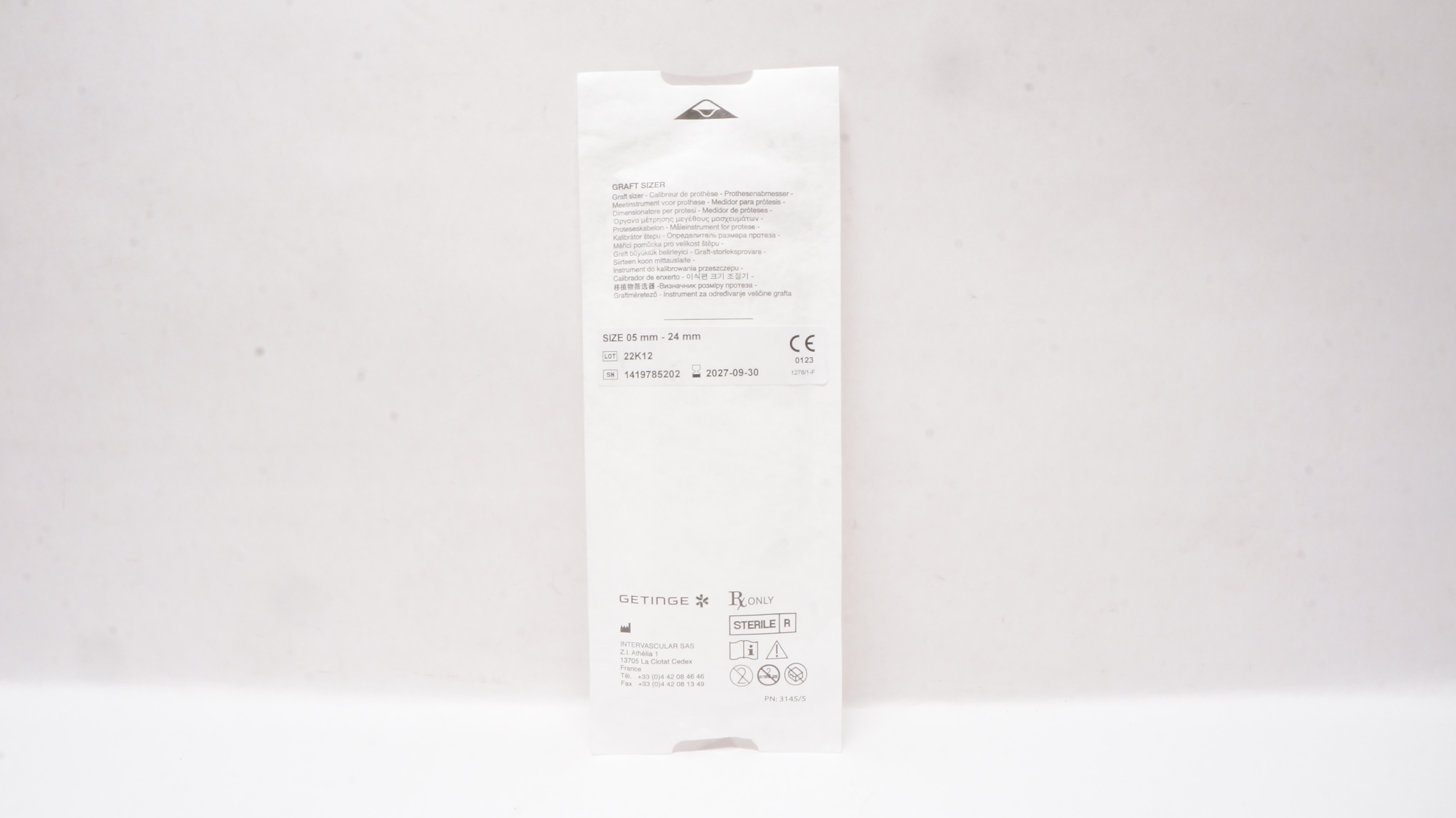 Intervascular Getinge Graft Sizer 0.5mm-24mm