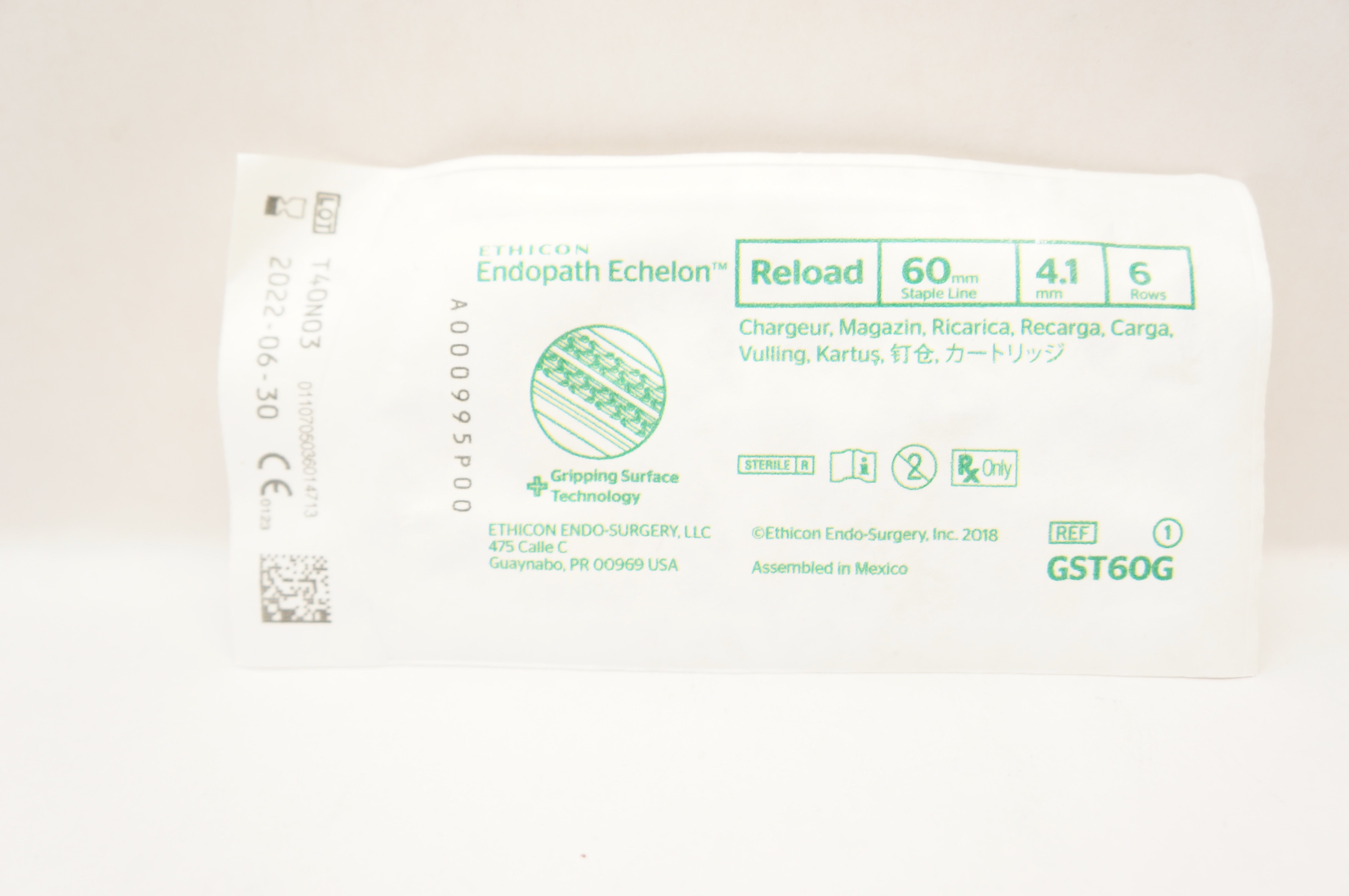 Ethicon GST60G Endopath Echelon Reload 60 mm Staple Line 4.1 mm 6 Rows (x)