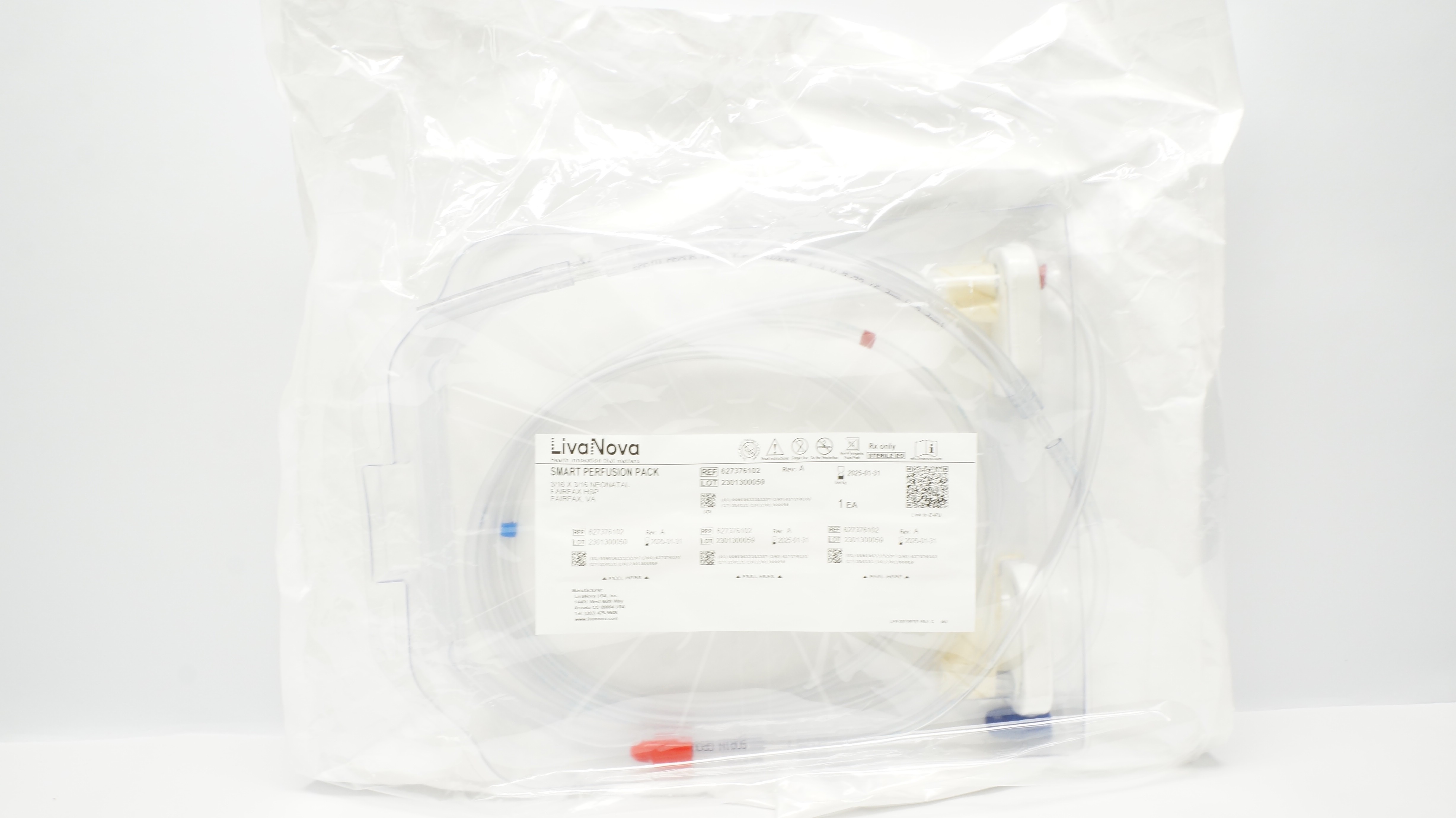 LivaNova 627376102 Smart Perfusion Pack 3/16 x 3/16 Neonatal, Fairfax HSP, VA(x)