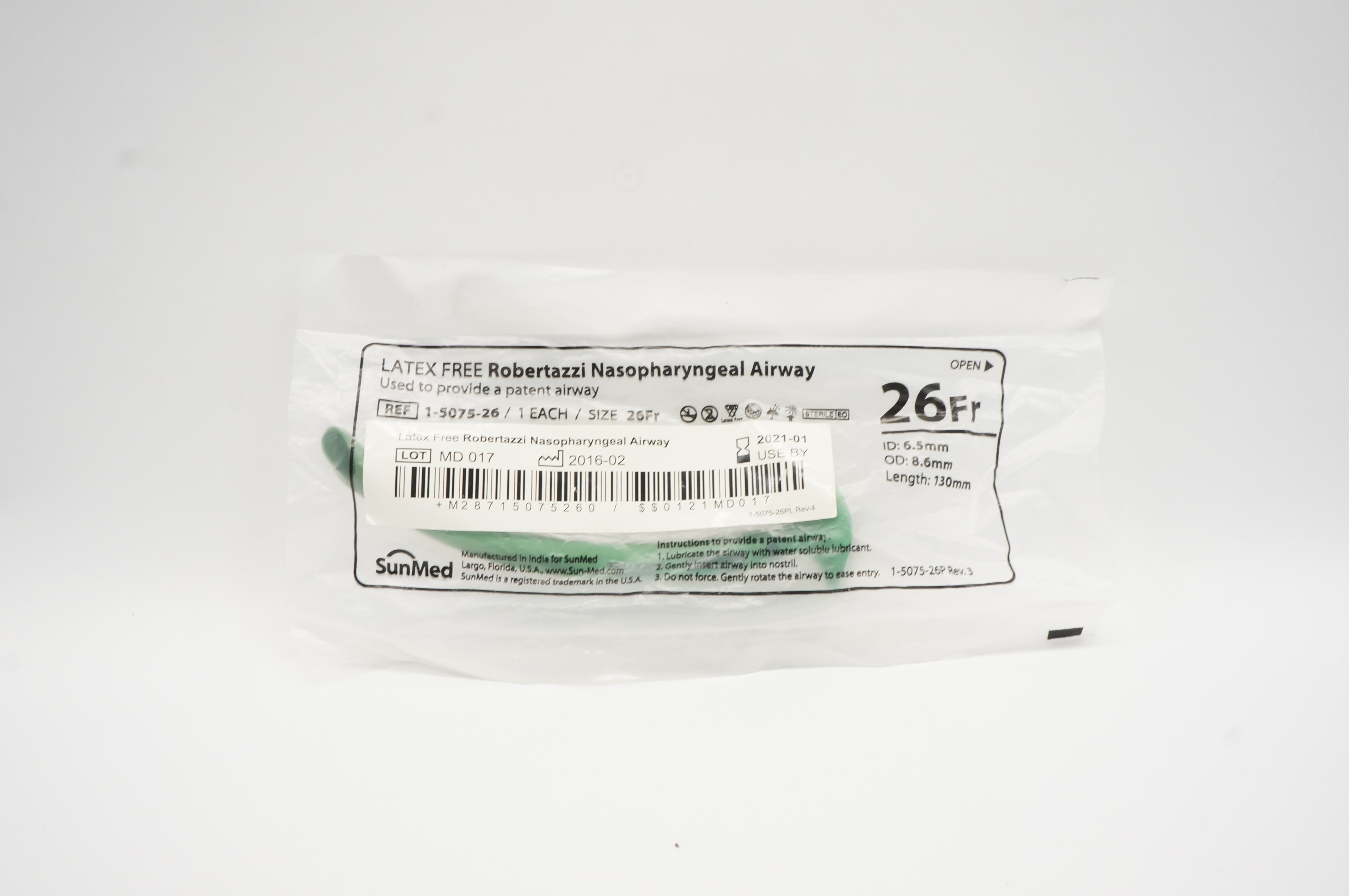 SunMed 1-5075-26 Robertazzi Nasopharyngeal Airway 26Fr.