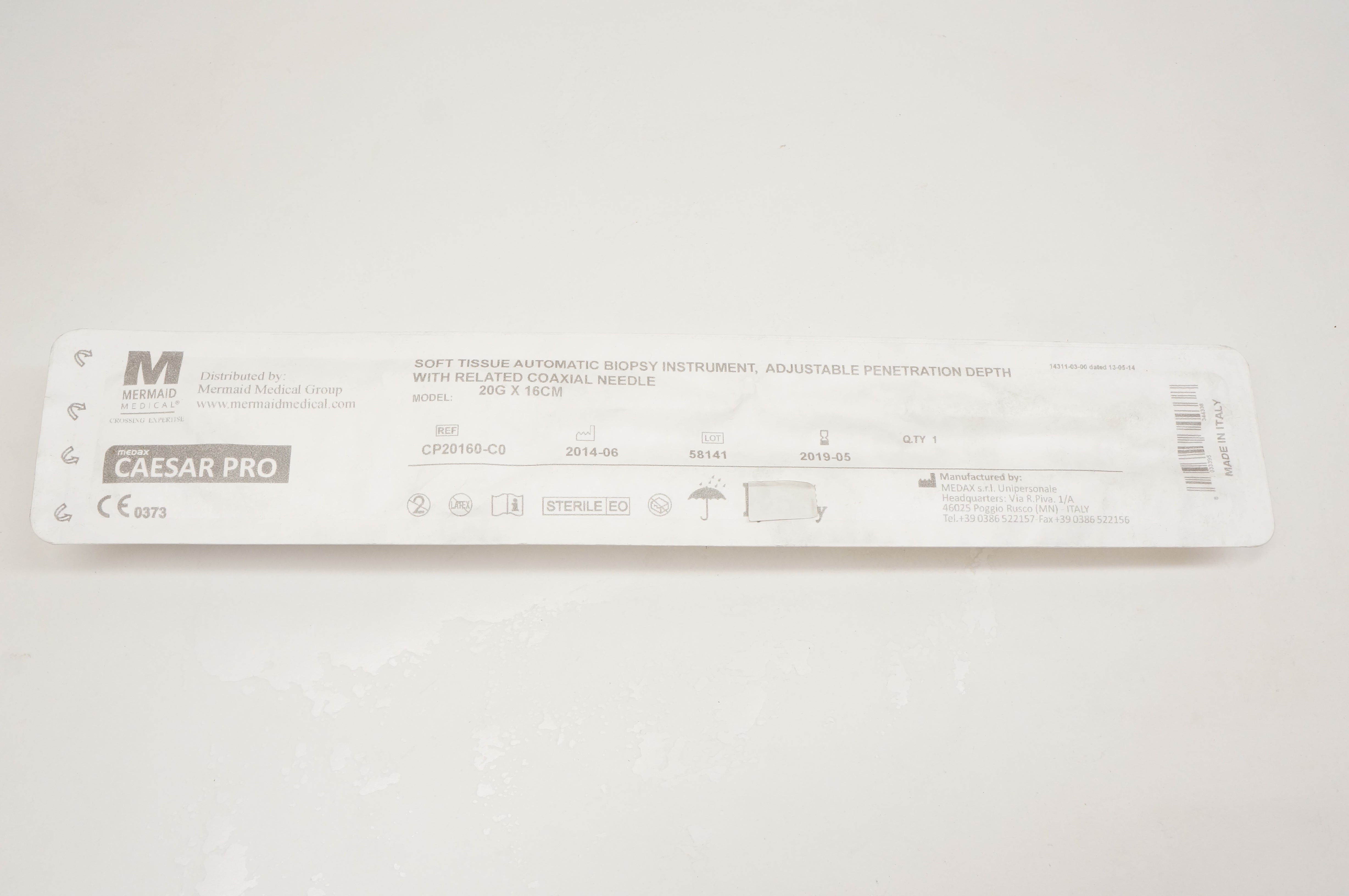 Mermaid CP20160-C0 Soft Tissue Automatic Biopsy Instrument, 20g x 16cm (x)