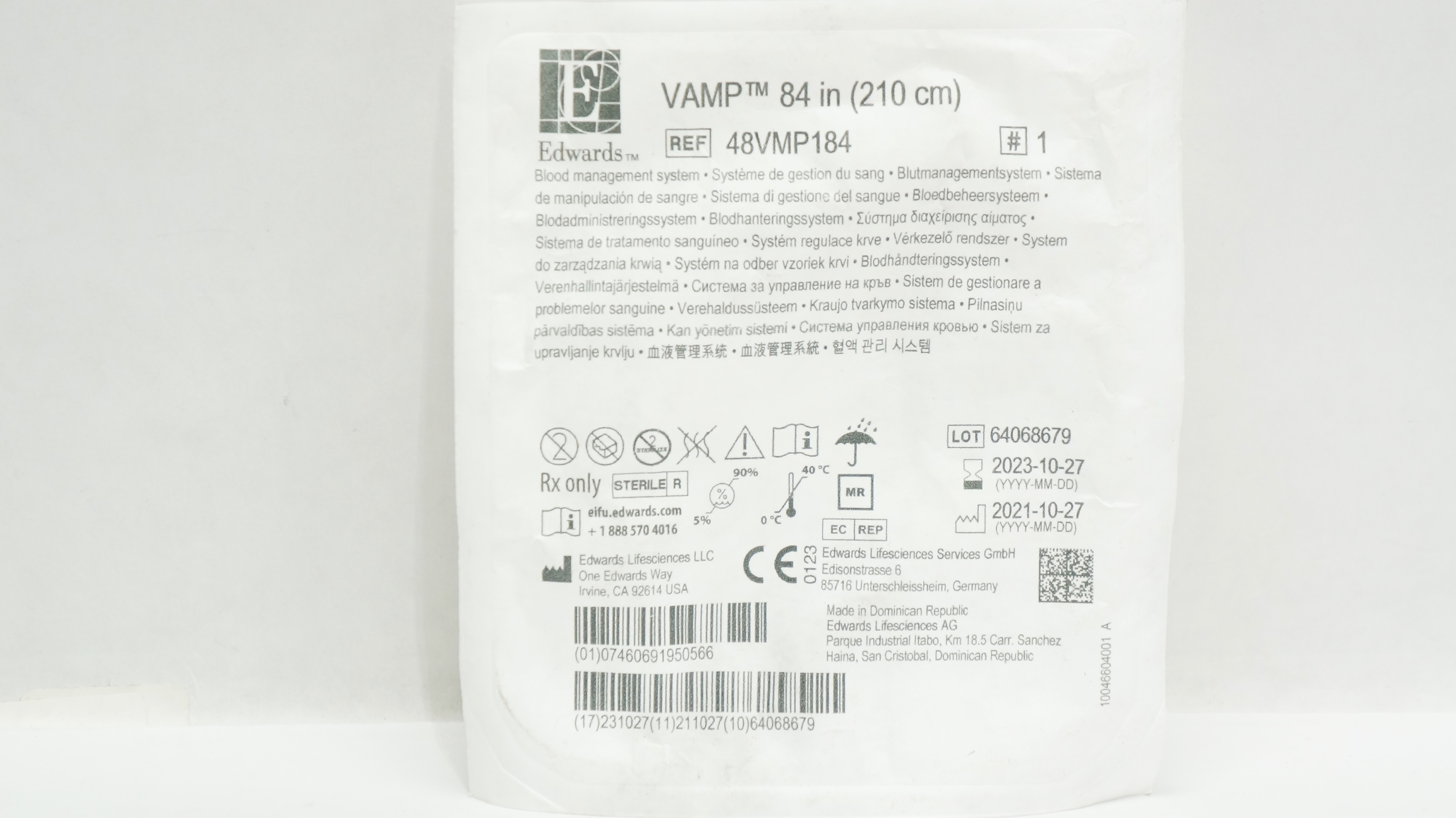 Edwards Lifesciences 48VMP184 VAMP Blood Management System 84inch (x)