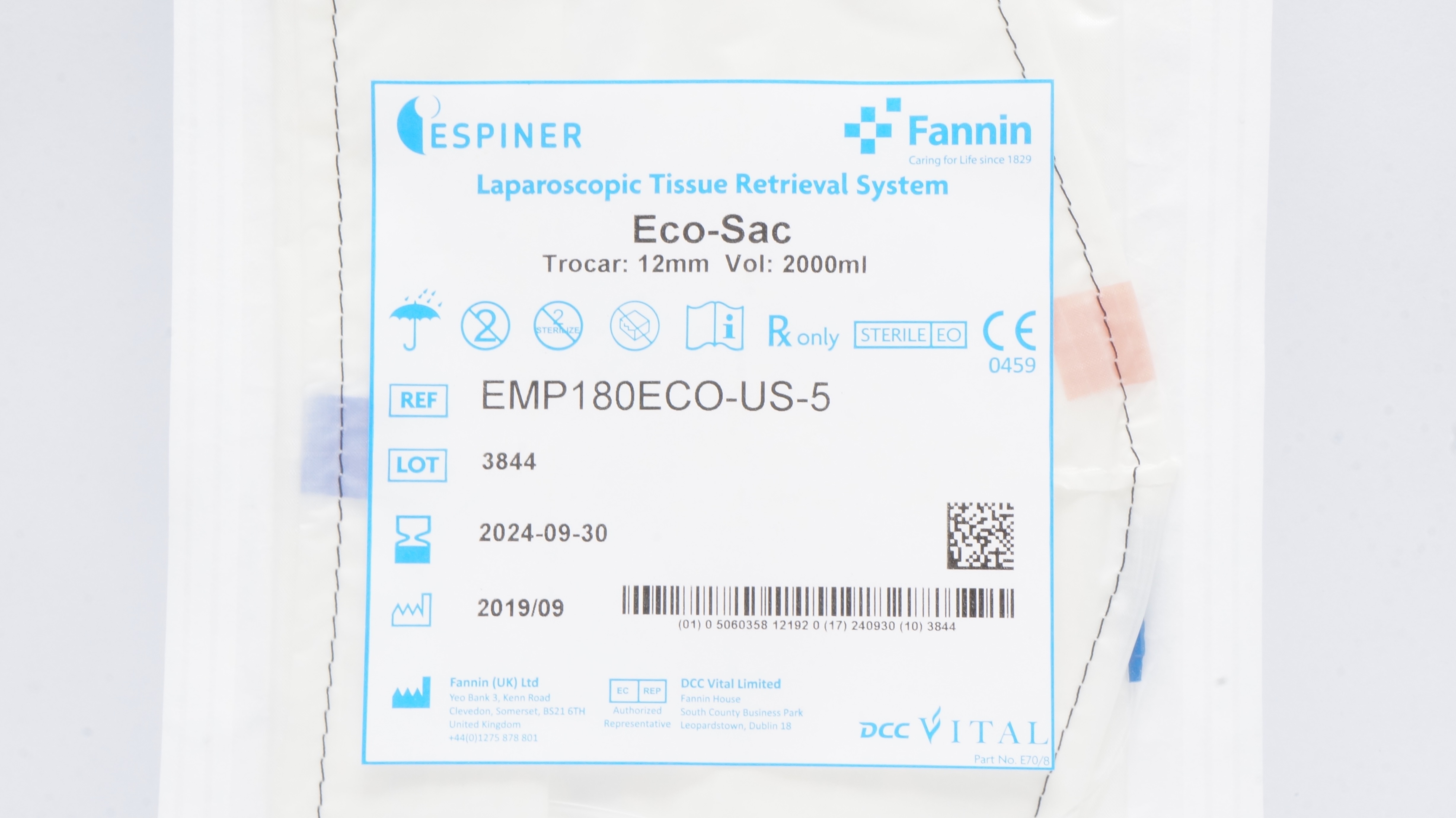 Fannin EMP180ECO-US-5 Laparoscopic Tissue Retrieval System 12mm x 2000ml (x)