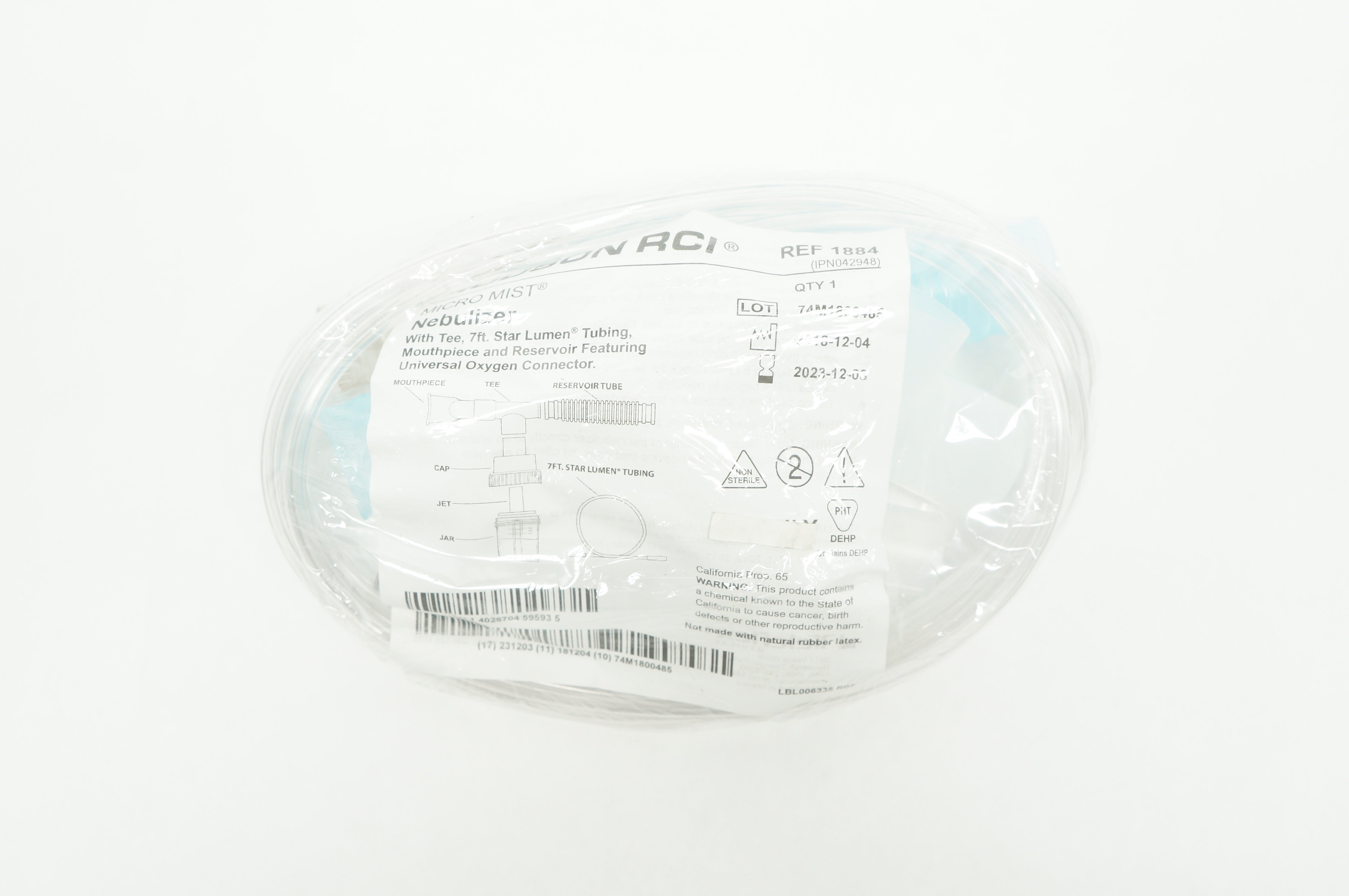 Hudson RCI 1884 MicroMist Nebulizer with Tee, 7ft. Star Lumen Tubing