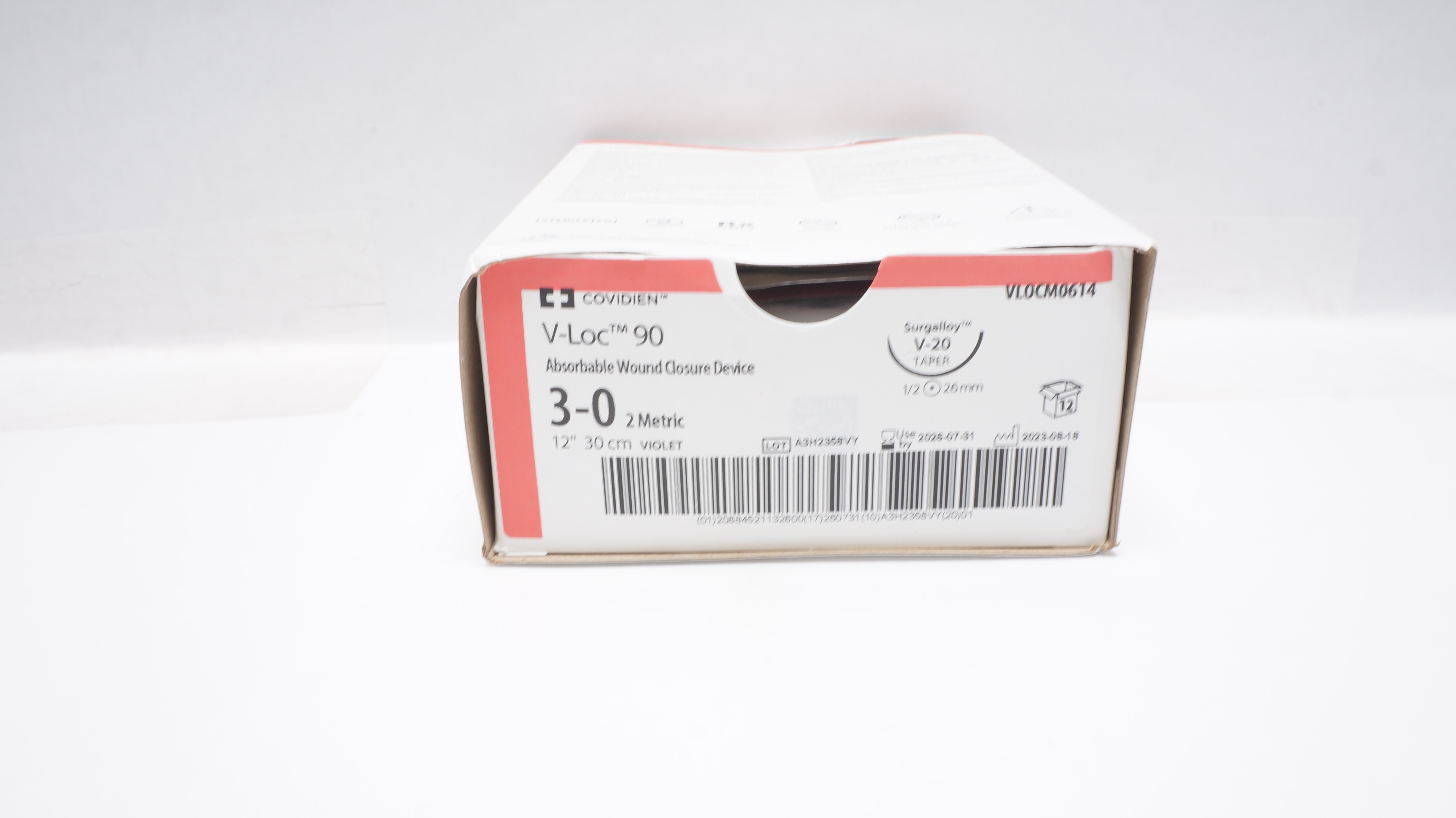 Covidien VLOCM0614 3-0 Closure Device V-20 26mm 1/2c Taper 12inch - Box of 12