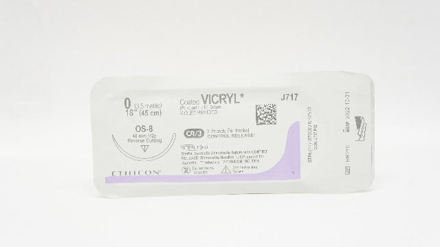 Ethicon J717 0 VICRYL OS-8 40mm 1/2c 18inch