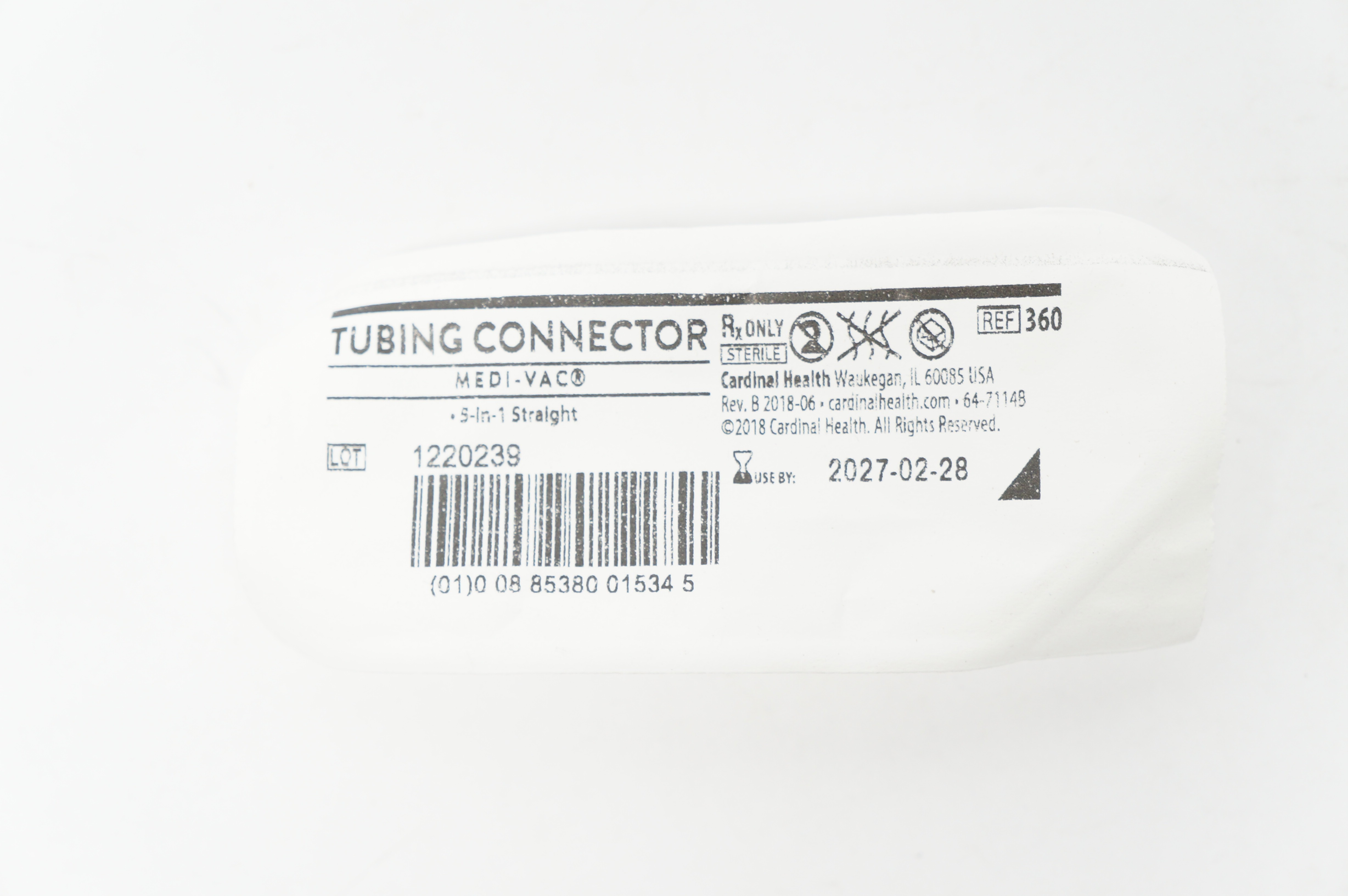 Cardinal Health 360 Medi-VAC Tubing Connector 5 in 1 Straight